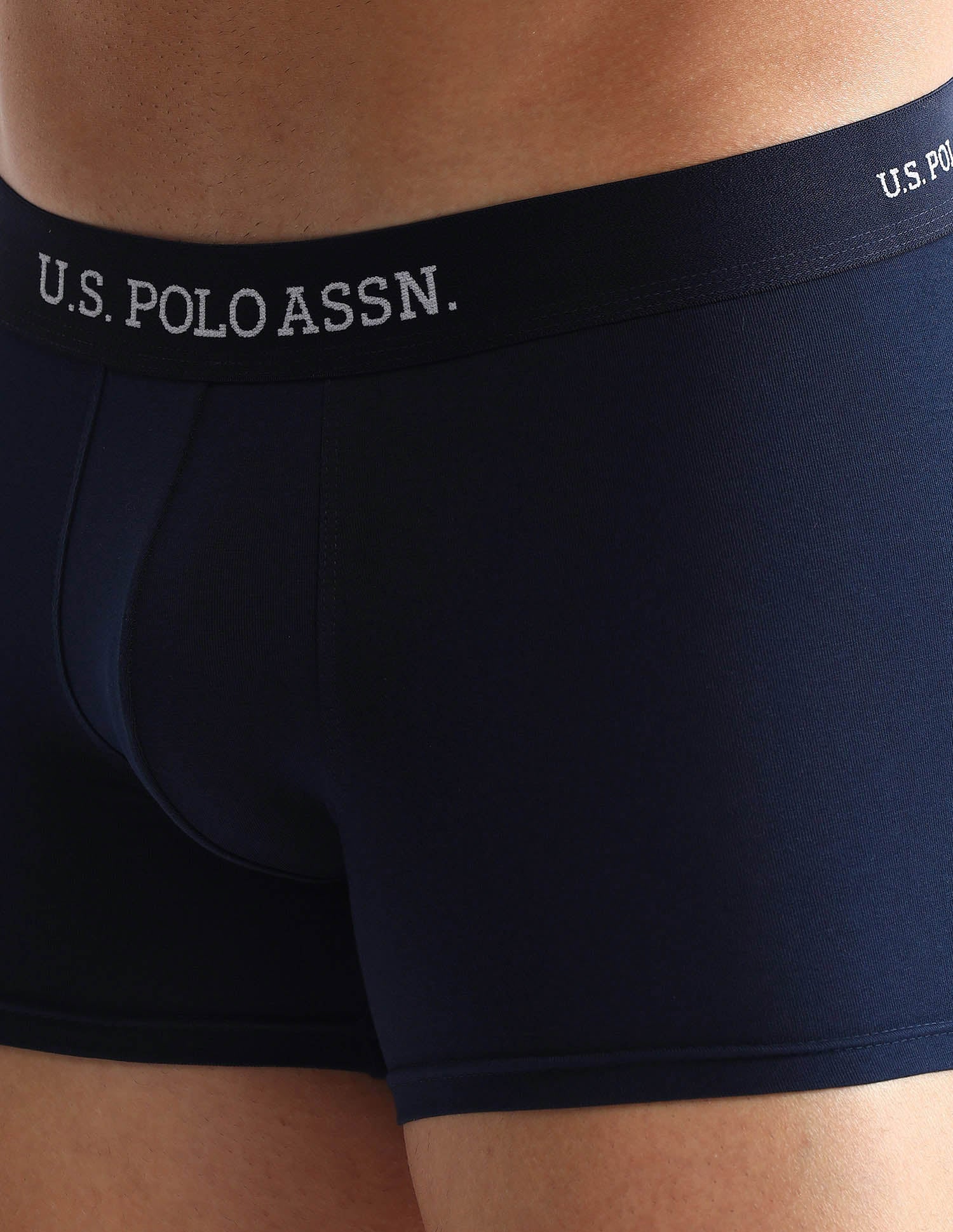 Anti Microbial Printed OET14 Trunks - Pack Of 3 Navy, Grey Melange and Navy - U.S. POLO ASSN. | Large