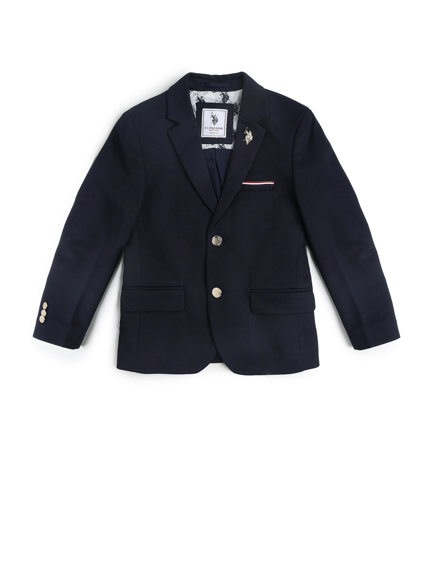 Boys Single Breasted Regular Fit Blazer Navy - U.S. Polo Assn. India | Large