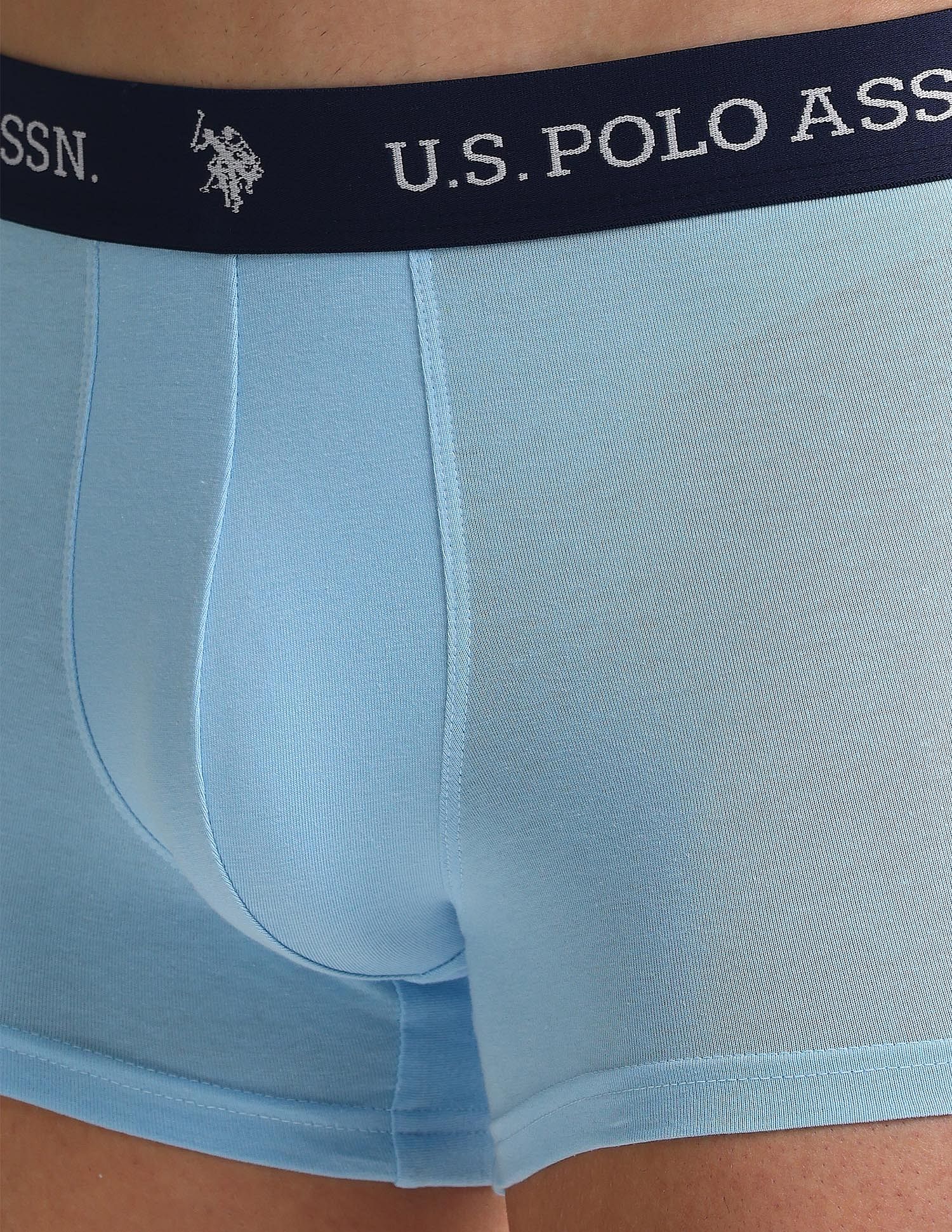 Elastic Waistband Ribbed OET08 Trunks - Pack Of 3 Red, White, and Blue - U.S. POLO ASSN. | Large