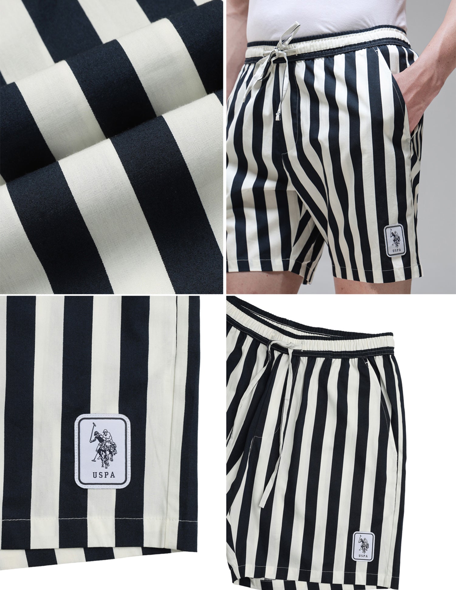 Vertical Striped Pure Cotton OEX15 Boxer Shorts Uspa Navy - U.S. Polo Assn. India | Large