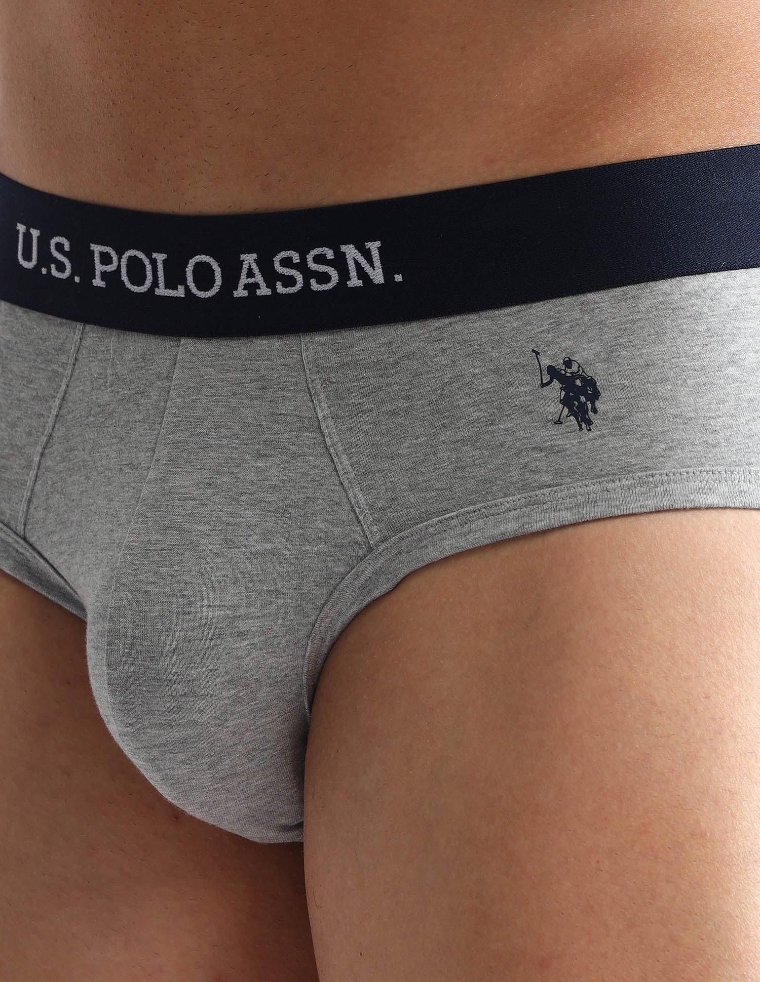 Anti Microbial Solid OEB13 Briefs - Pack Of 3 Black, Rust and Grey Melange - U.S. POLO ASSN. | Large