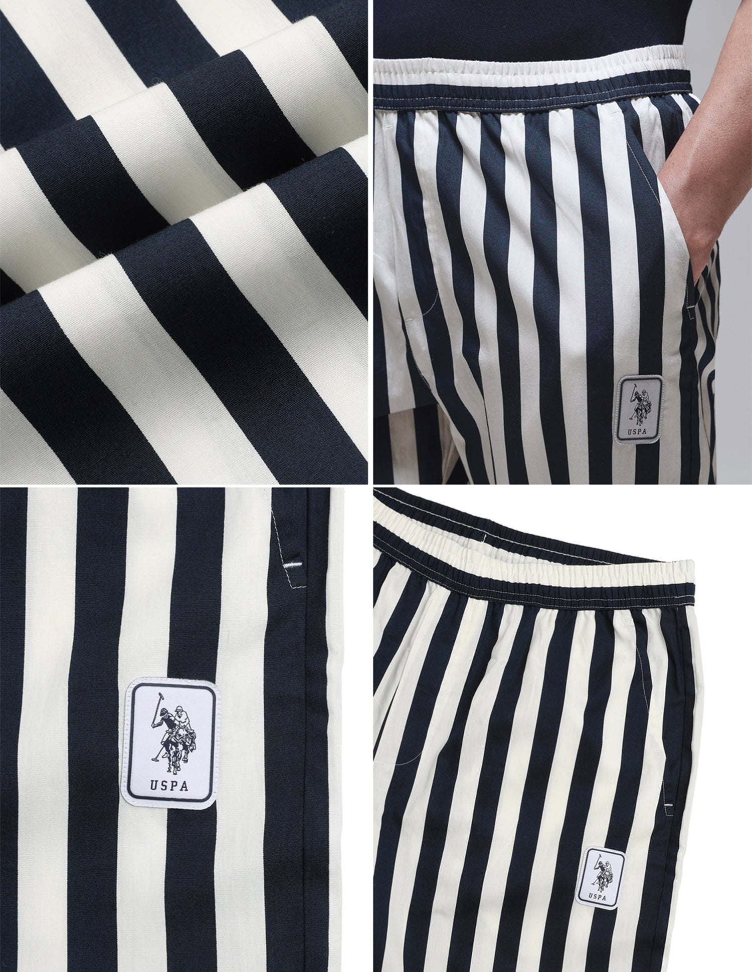 Vertical Striped Mid Rise OELP1 Lounge Pants Navy - U.S. Polo Assn. India | Large