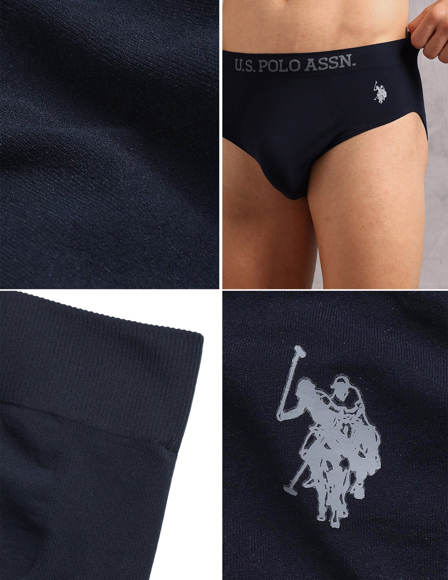 Ultra Stretch Breathable AB003 Briefs - Pack of 1 Navy - U.S. Polo Assn. India | Large
