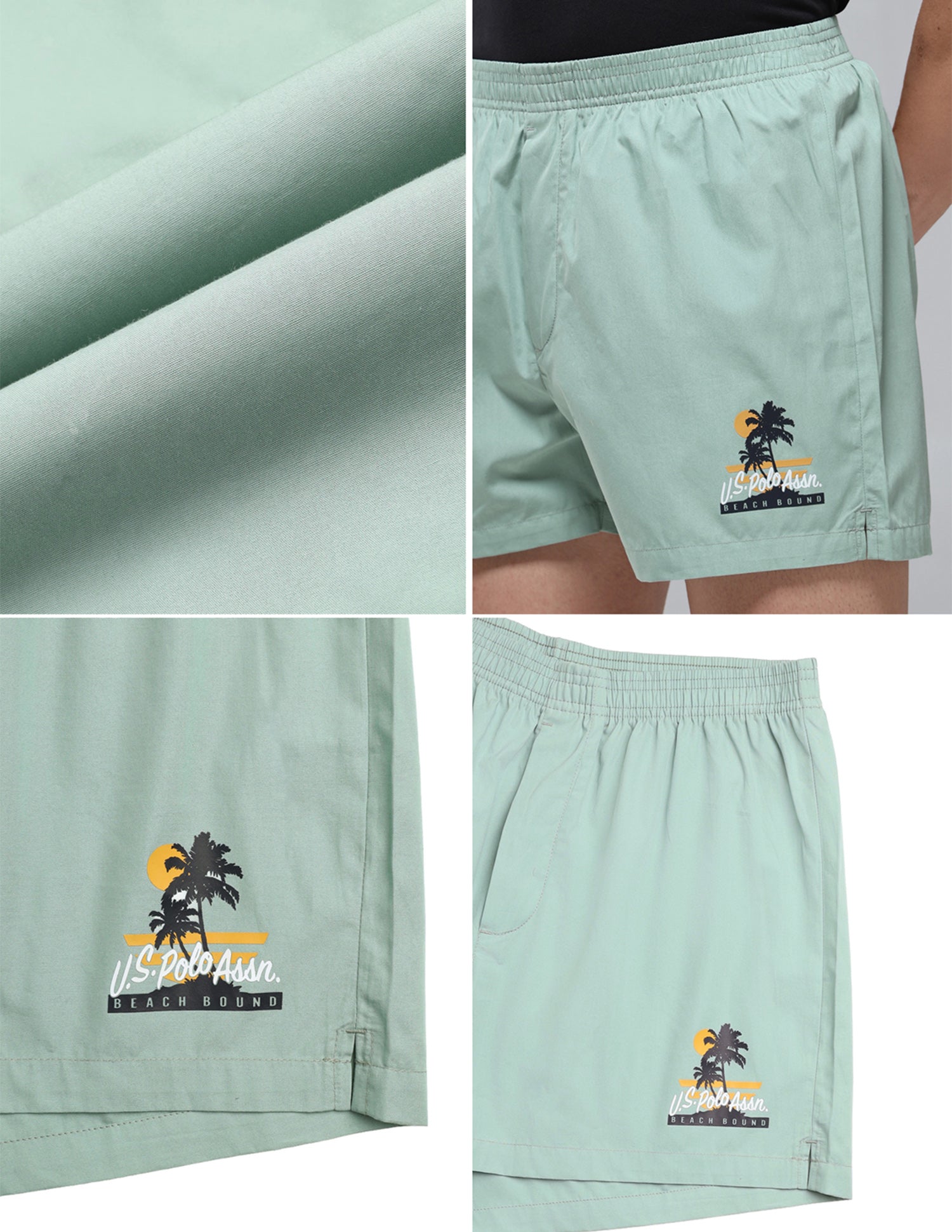 Pure Cotton Mid Rise OEX14 Boxers - Pack Of 1 Granite Green - U.S. Polo Assn. India | Large