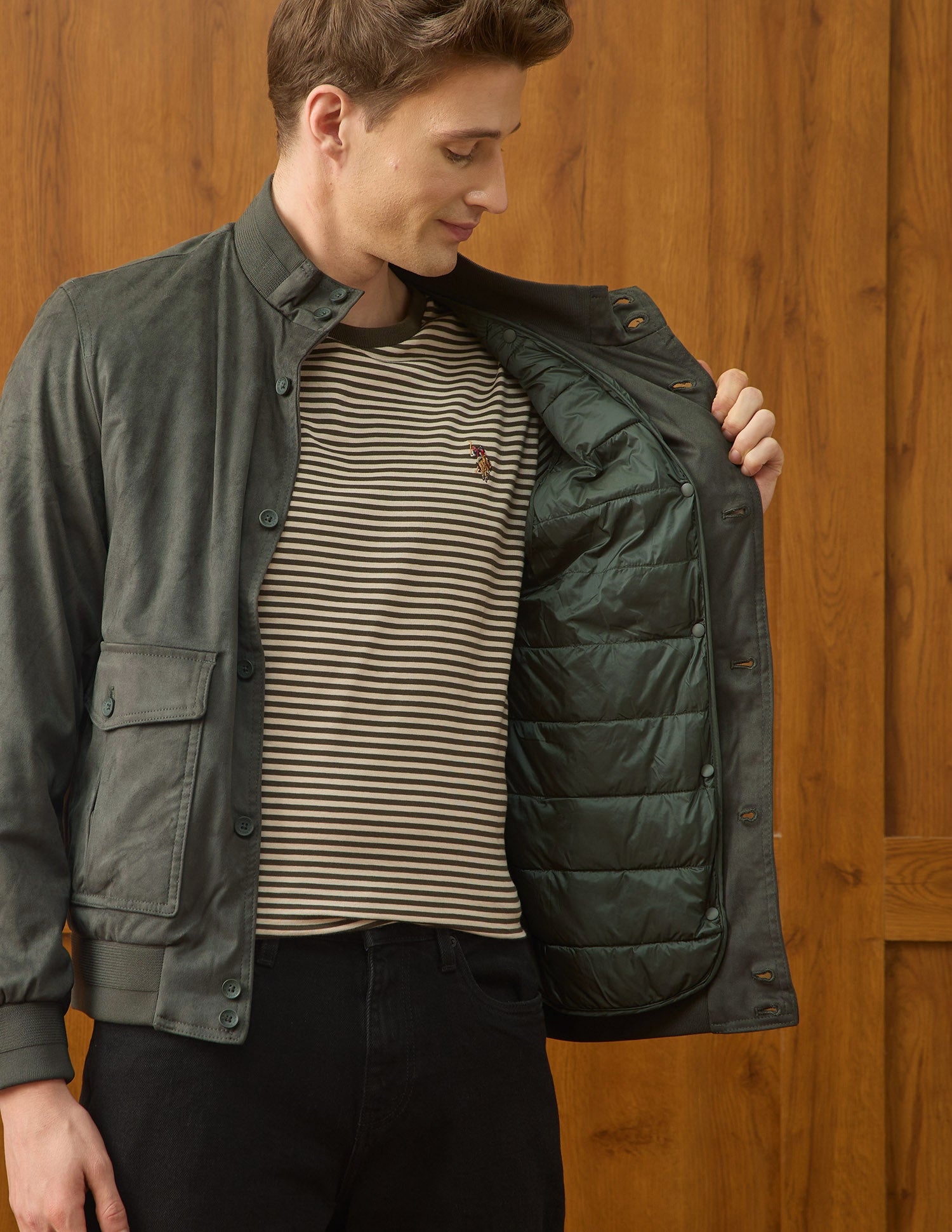 Solid Equestrian Aisle Theater Jacket Olive - U.S. Polo Assn. India | Large