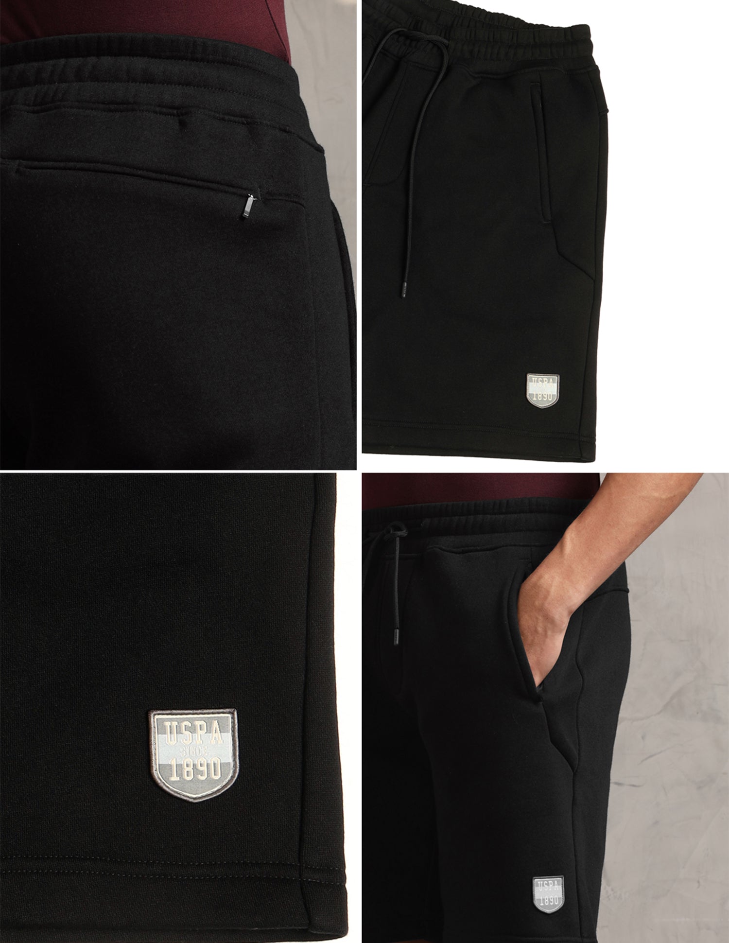 Comfort Fit Cotton Rich OES09-PL Lounge Shorts - Pack Of 1 Black - U.S. Polo Assn. India | Large