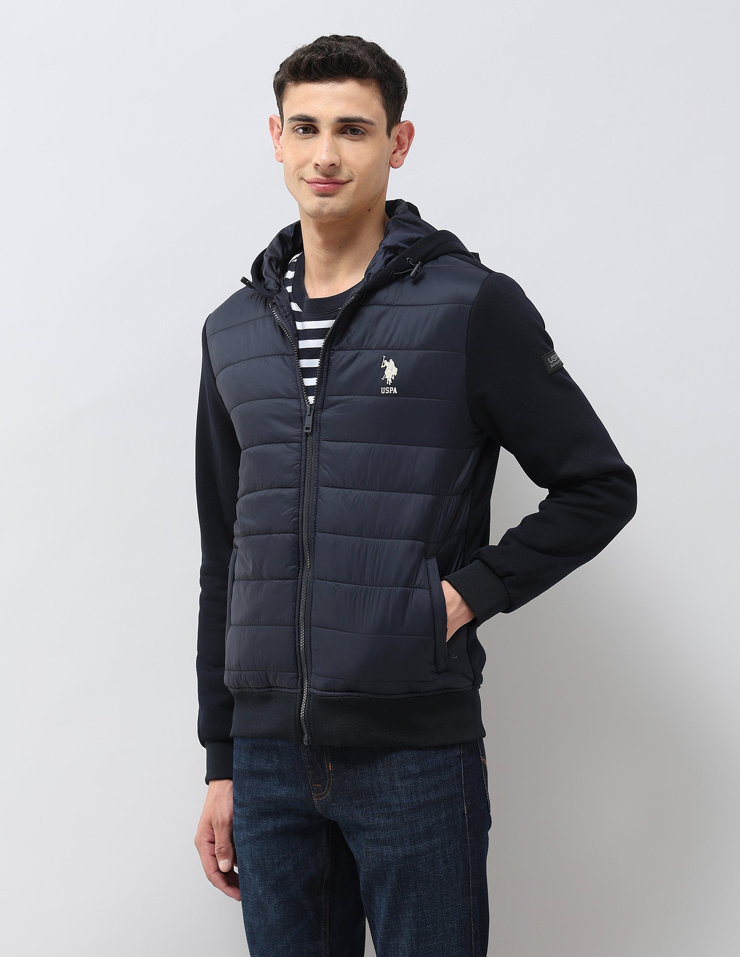 Solid Hooded Puffer Jacket Navy - U.S. POLO ASSN. | Large