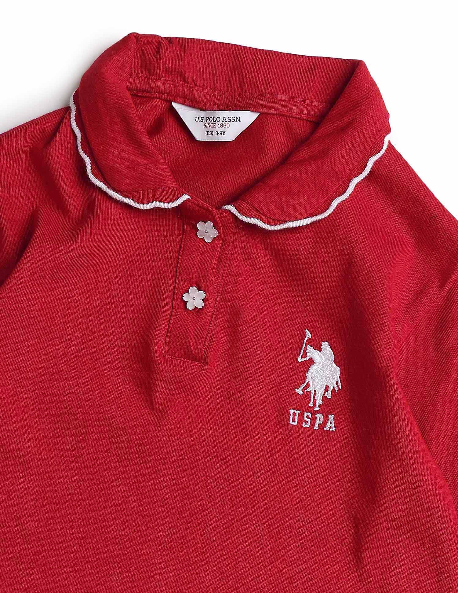 Girls Solid T-Shirt Dress Red - U.S. POLO ASSN. | Large