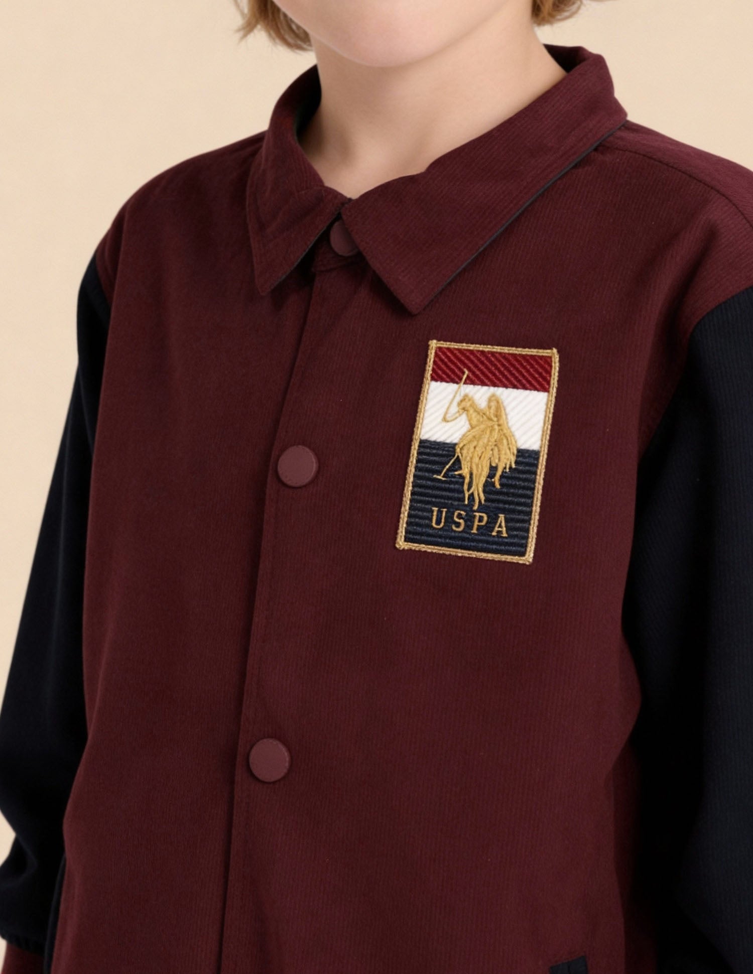 Boys Colourblocked Brand Embroidered Reversible Jacket Maroon - U.S. Polo Assn. India | Large