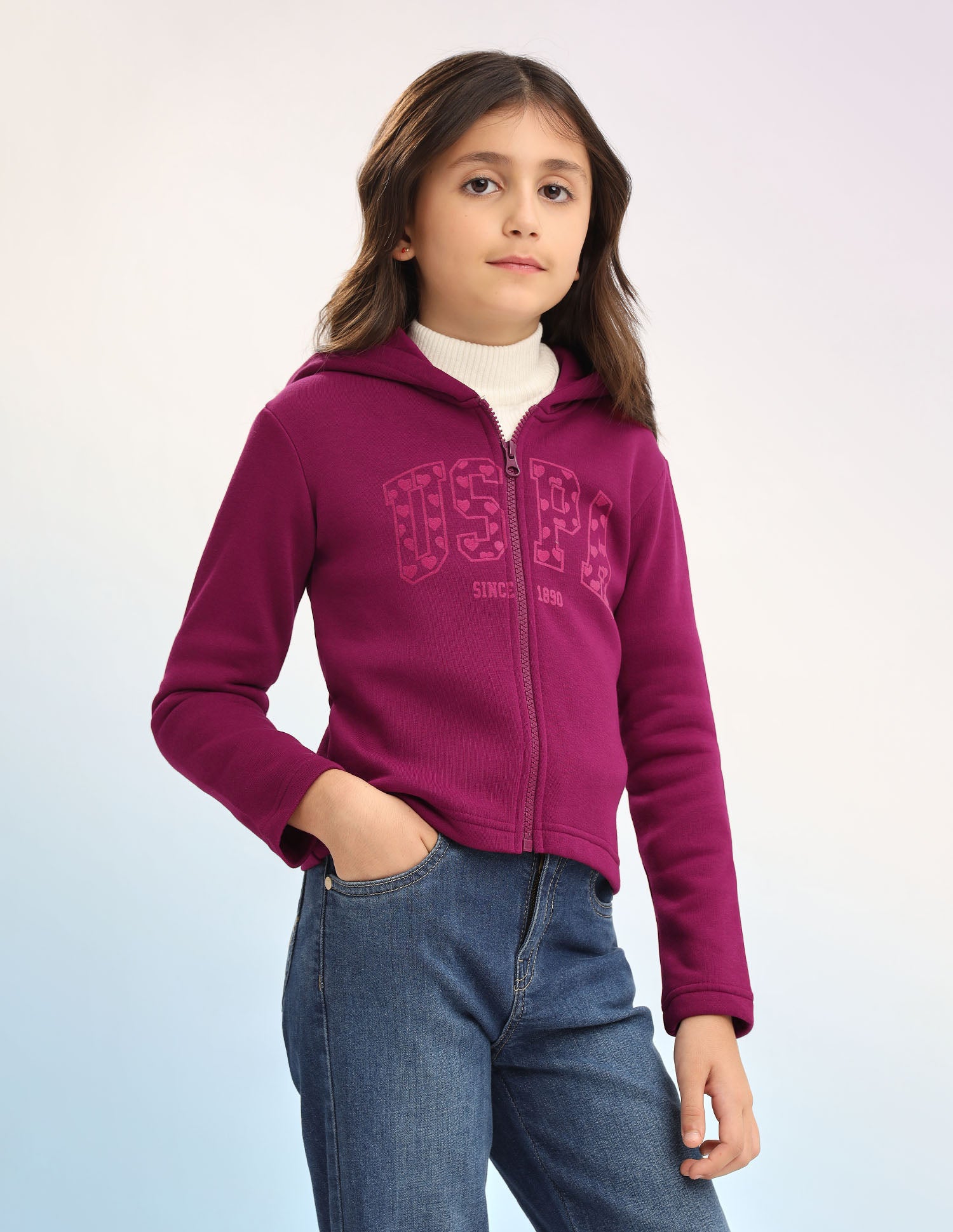 Brand Printed Regular Fit Sweatshirt Wine - U.S. POLO ASSN. | Large