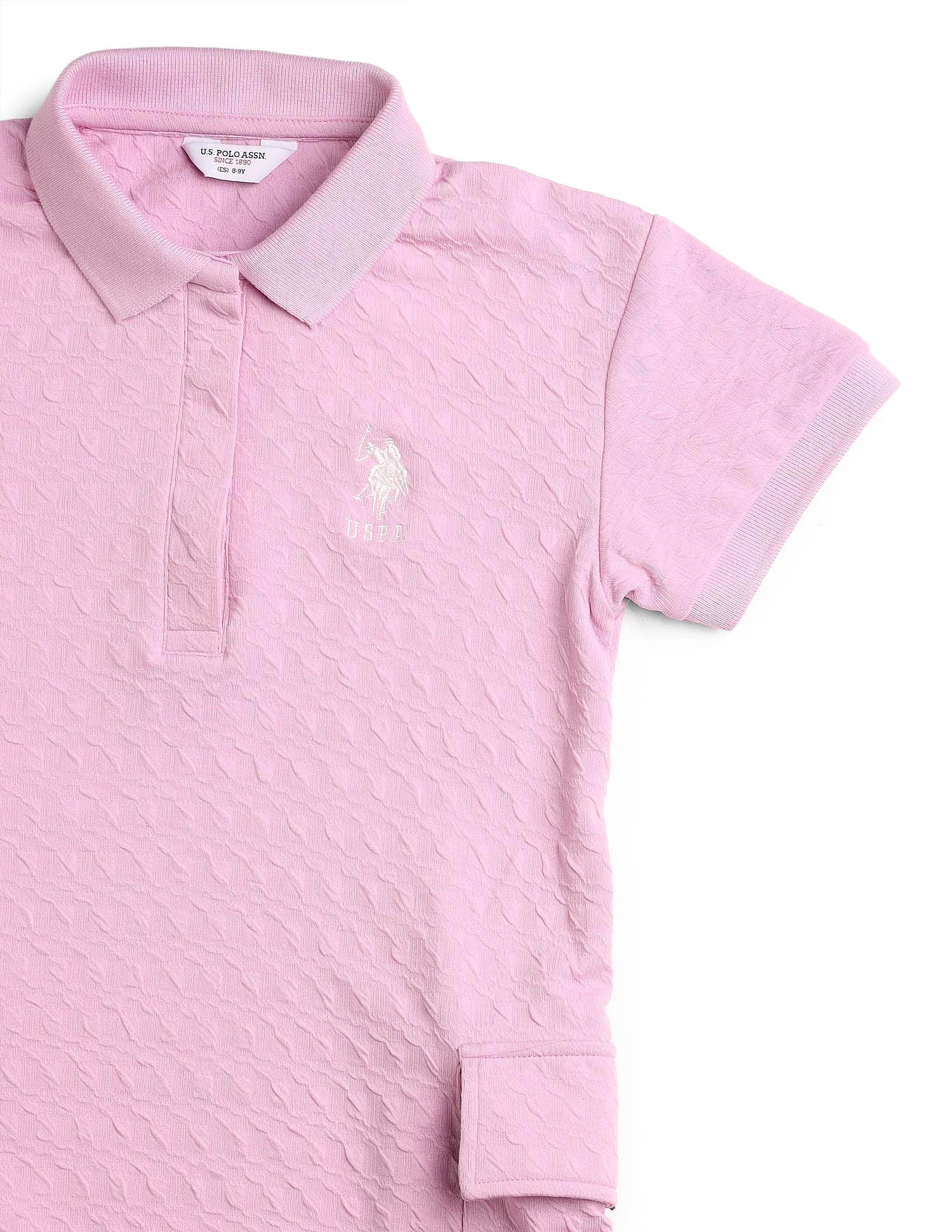 Girls Textured T-Shirt Dress Light Pink - U.S. POLO ASSN. | Large