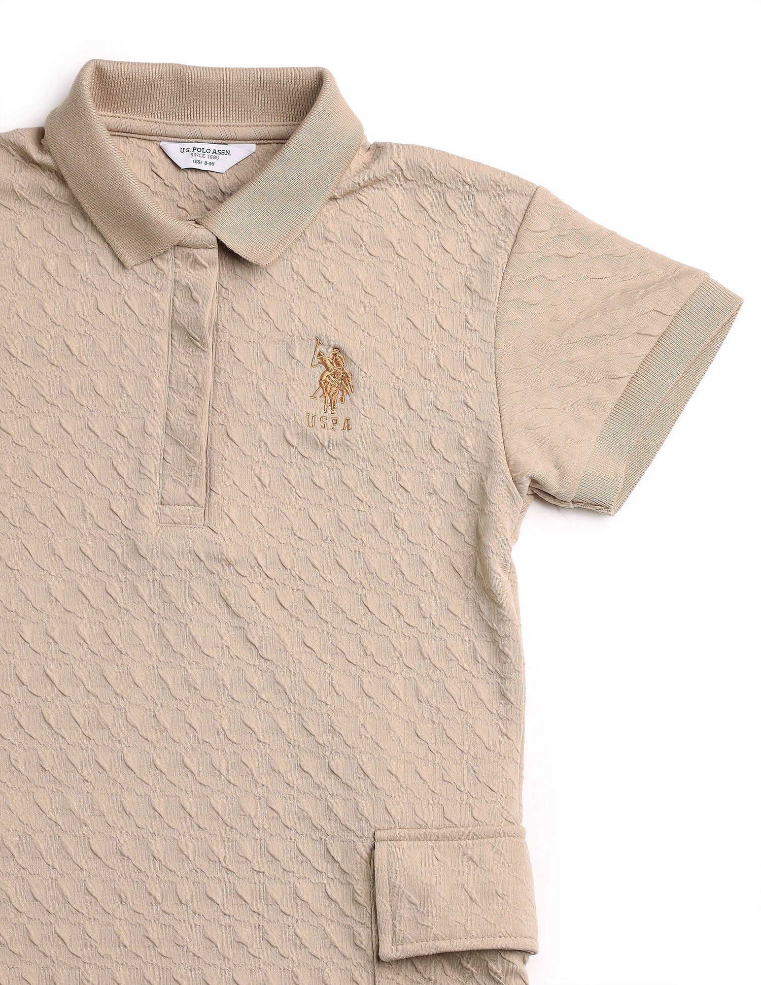 Girls Textured T-Shirt Dress Beige - U.S. POLO ASSN. | Large