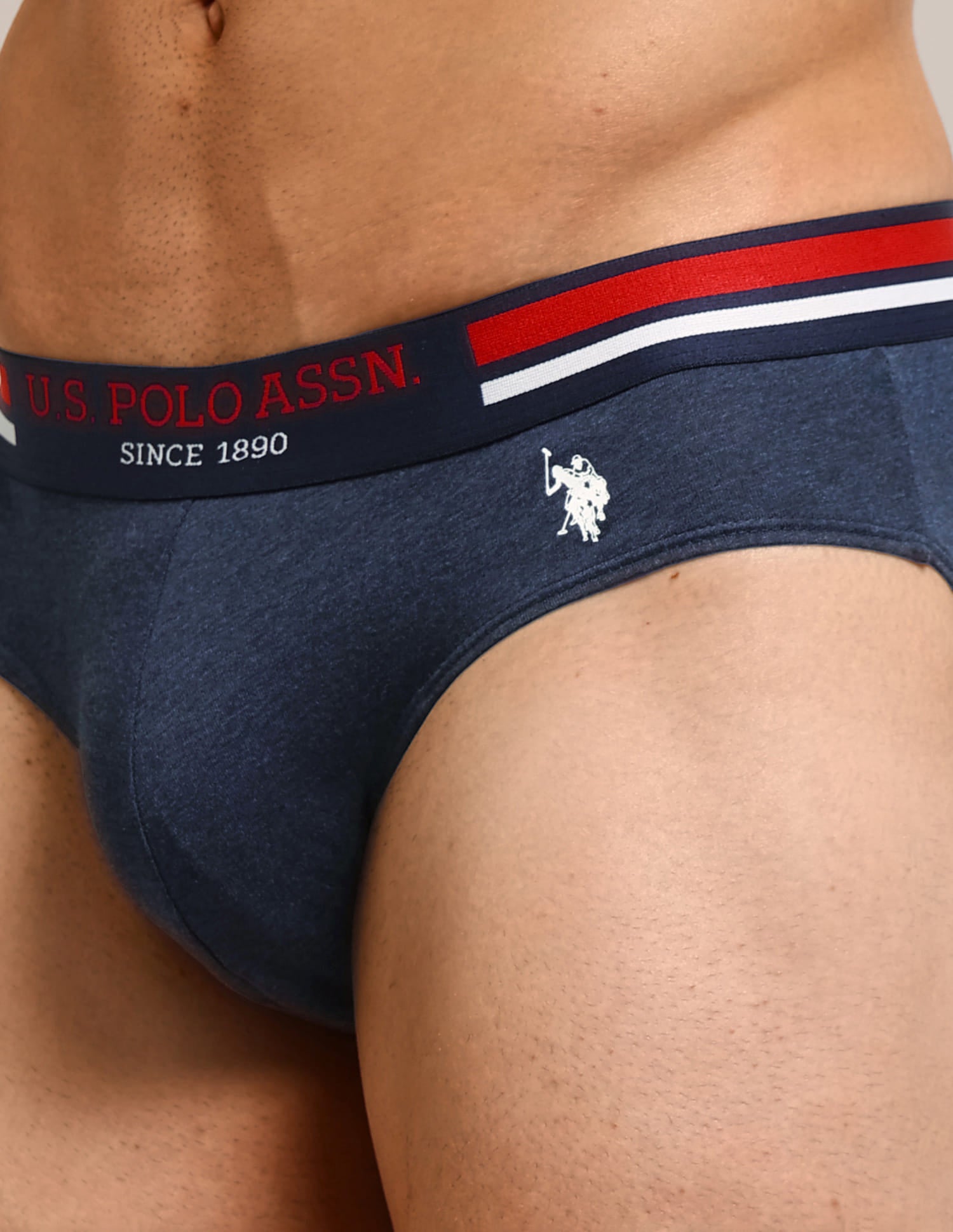 Solid Cotton I006-P5 Briefs - Pack Of 5 Multi-colour - U.S. Polo Assn. India | Large