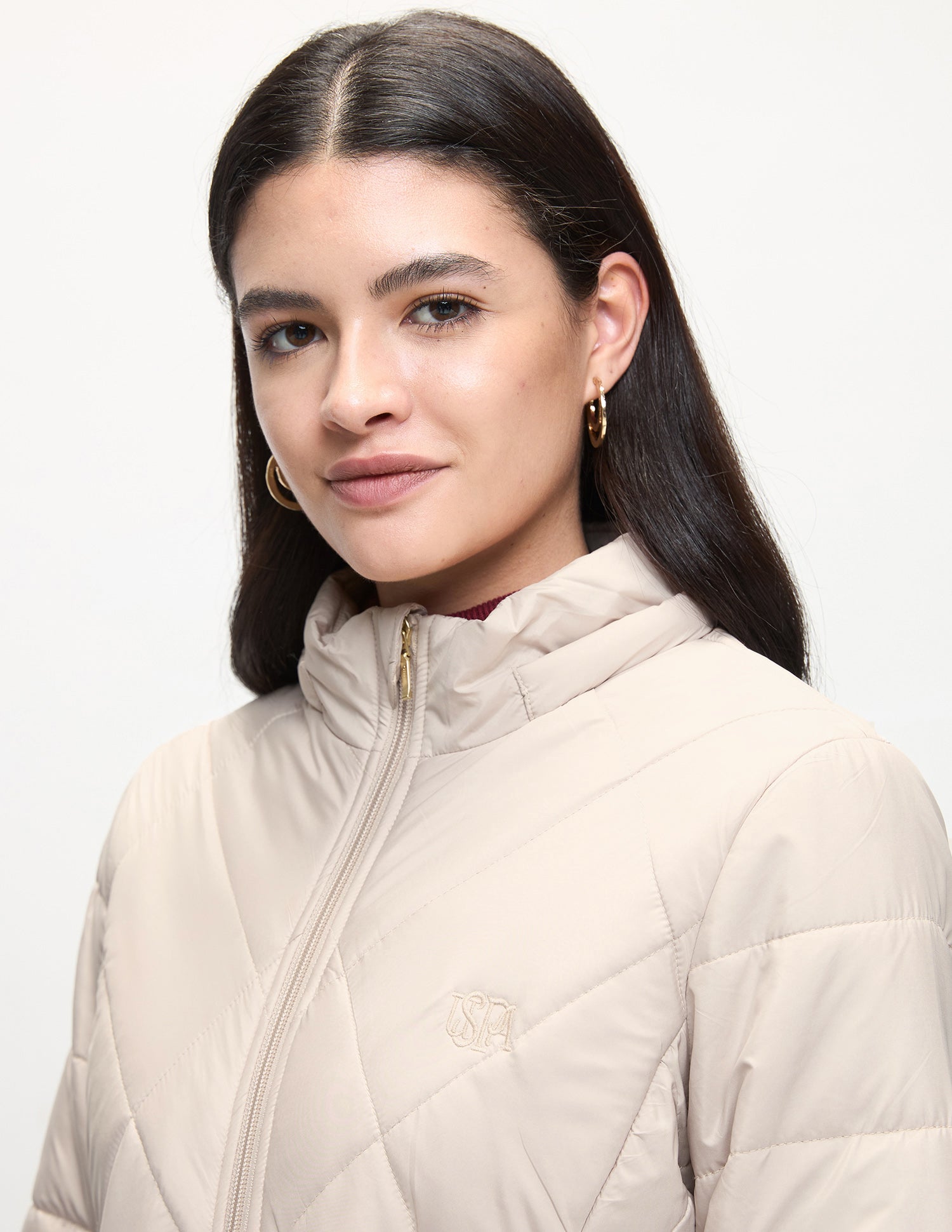 Longline Detachable Hood Quilted Jacket Ecru - U.S. Polo Assn. India | Large