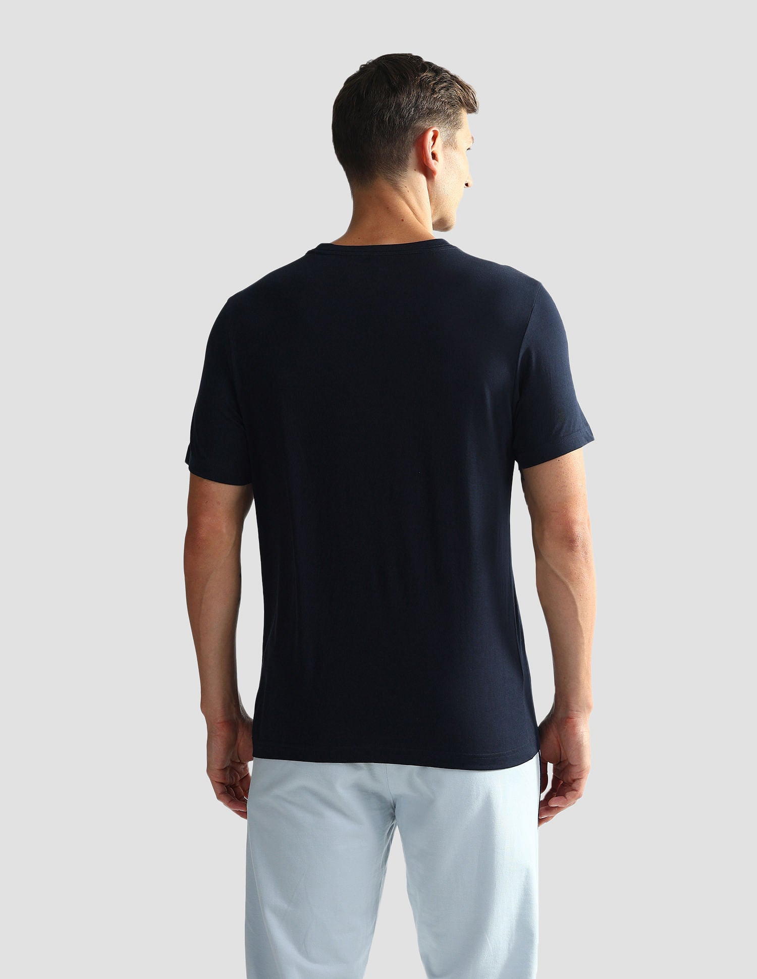 Brand Print Cotton OEE02 Lounge T-Shirt - Pack Of 2 Navy and Grey Mel - U.S. POLO ASSN. | Large