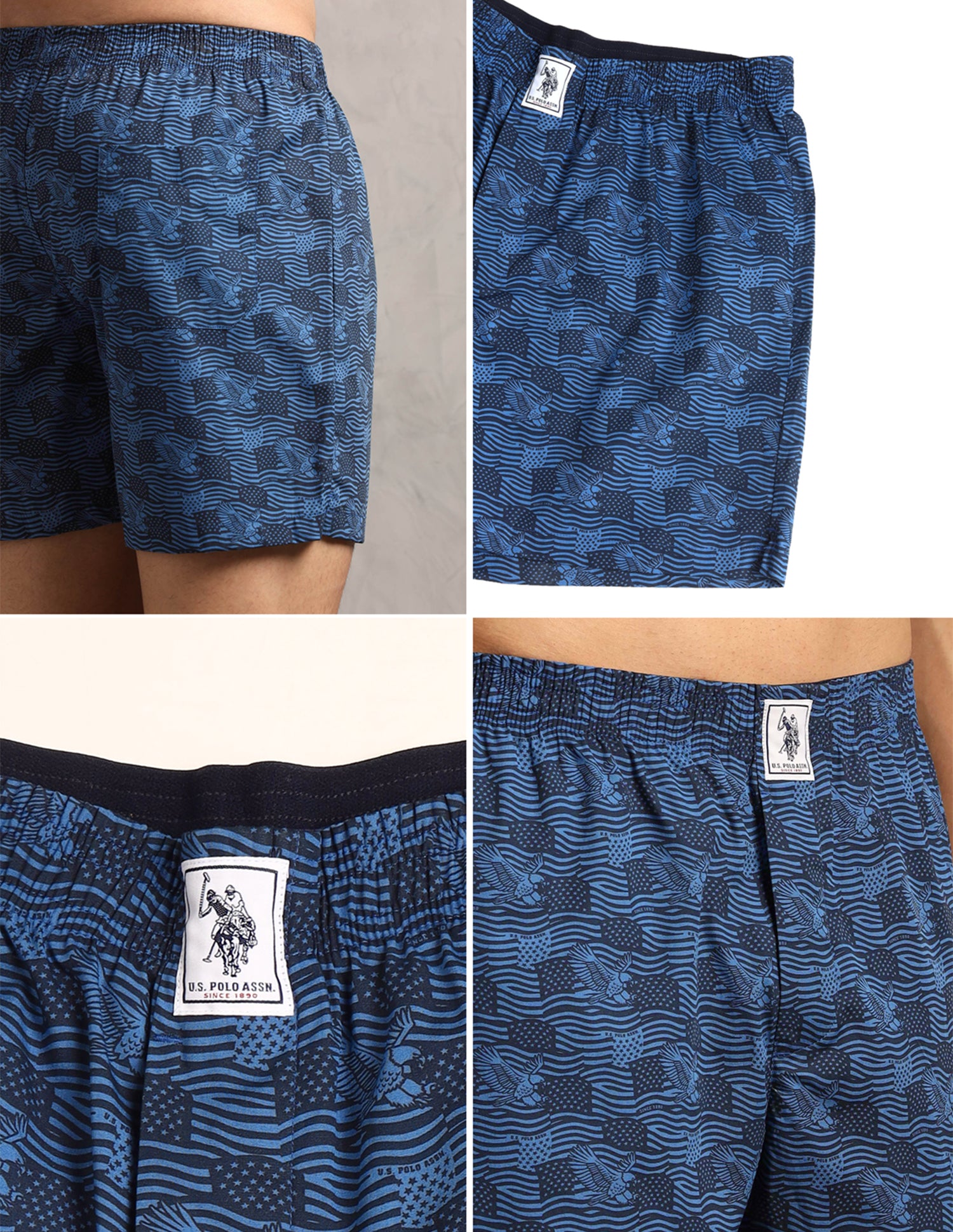 Pure Cotton Printed I657-PR Boxers - Pack Of 1 Blue Eagle - U.S. Polo Assn. India | Large