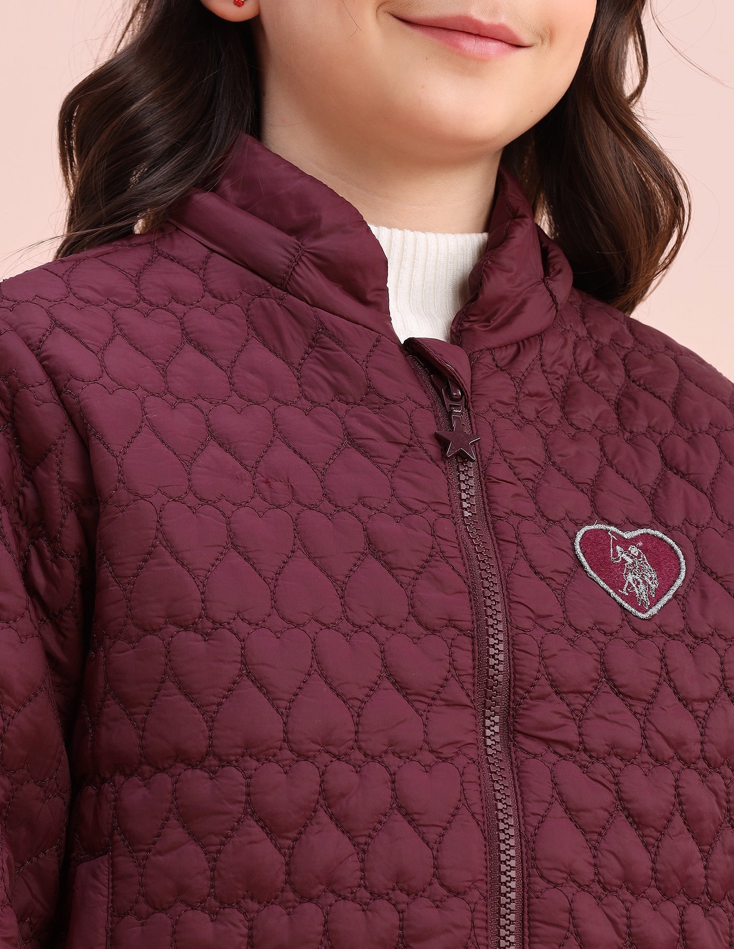 Heart Quilted Regular Fit Jacket Cherry - U.S. POLO ASSN. | Large