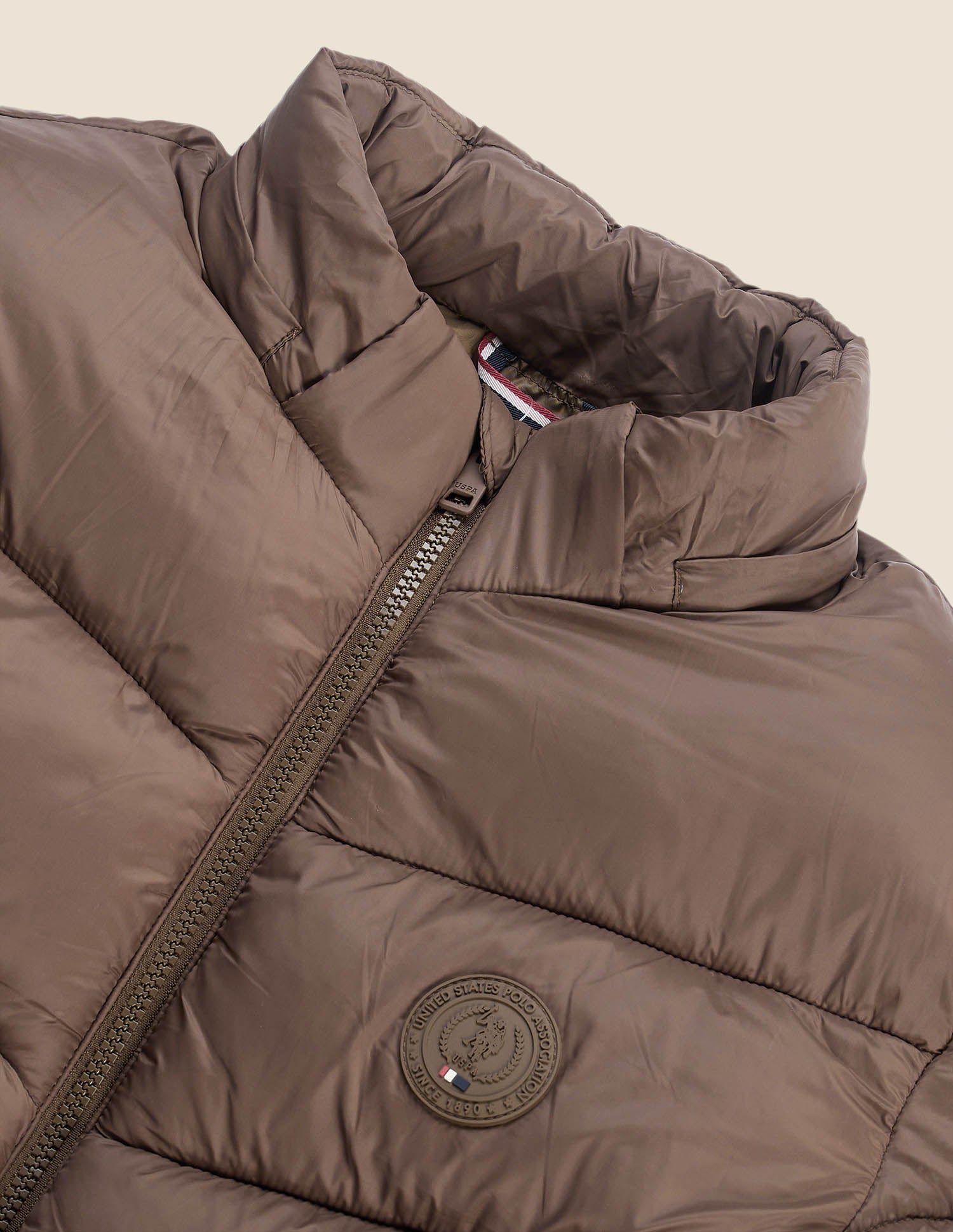 Solid Regular Fit Puffer Jacket Brown - U.S. POLO ASSN. | Large