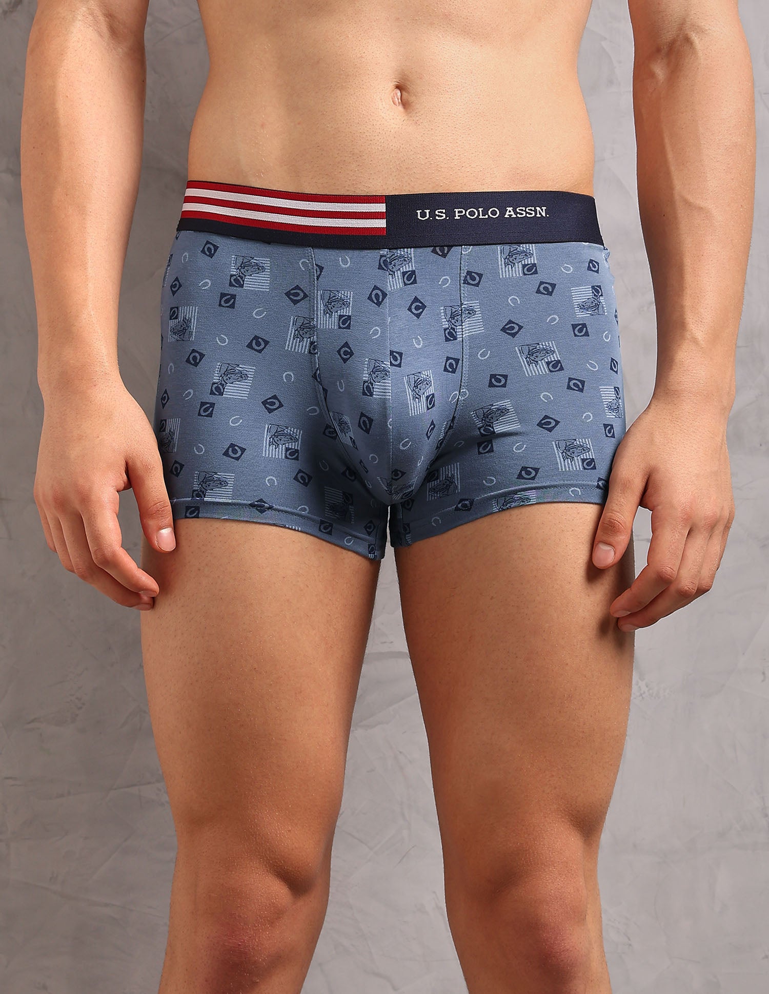 Printed Low Rise OET20 Trunks - Pack Of 3 Orion Blue, Sea and Asphalight - U.S. Polo Assn. India | Large