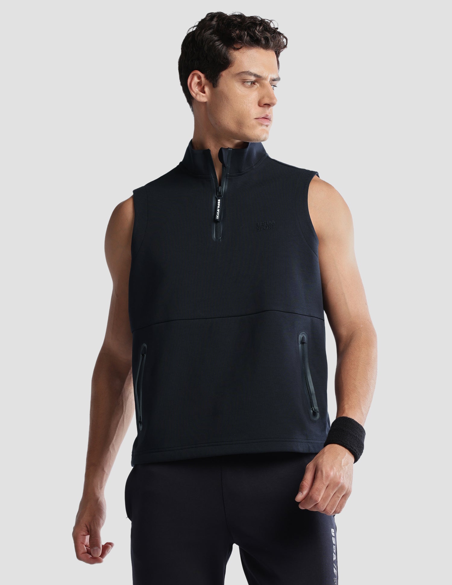 Solid Regular Fit Active Sweatshirt Navy - U.S. Polo Assn. India | Large