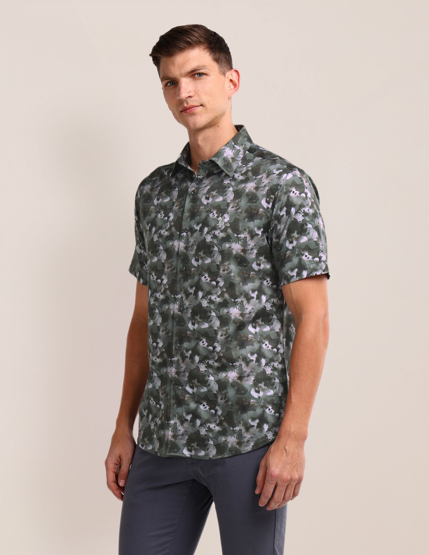 All-over Regular Fit Shirt Olive - U.S. Polo Assn. India | Large