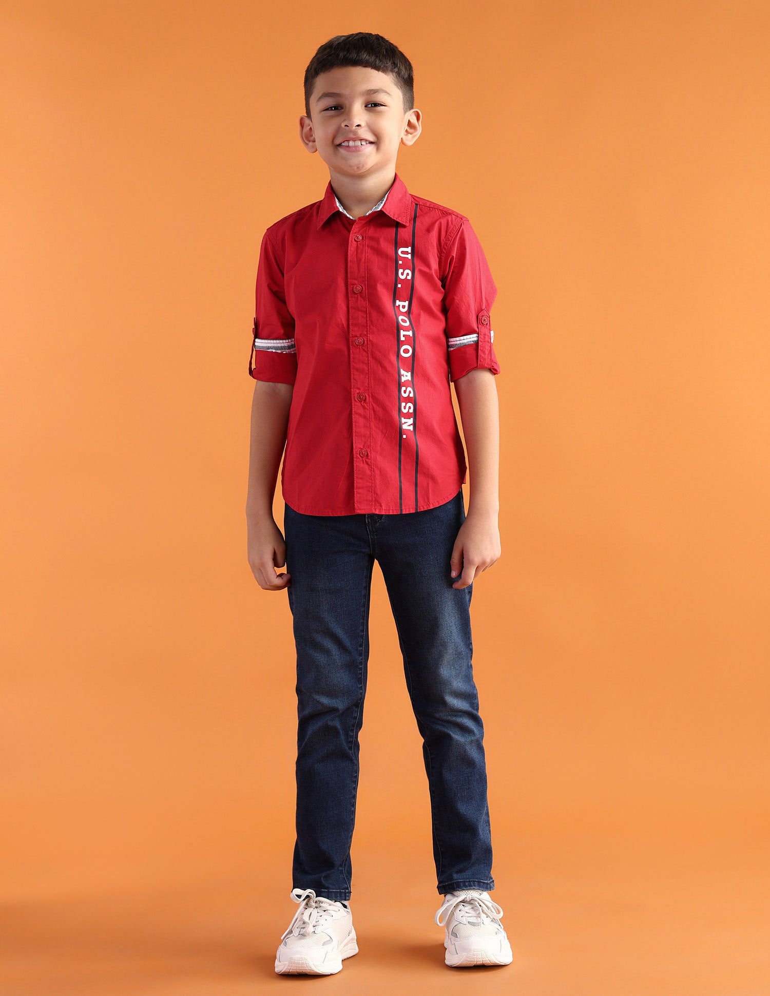 Boys Regular Fit Dobby Weave Shirt Medium Red - U.S. Polo Assn. India | Large