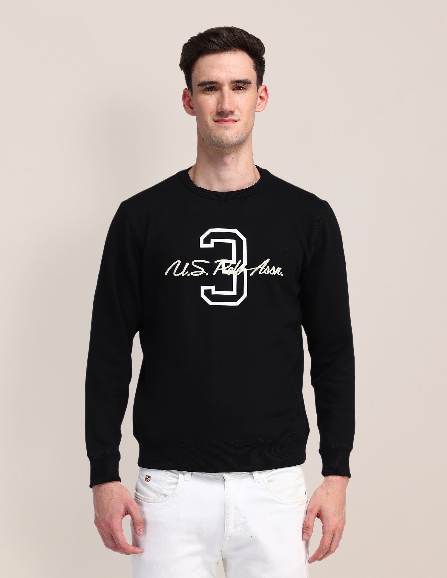 Crew Neck Typographic Sweatshirt Black - U.S. Polo Assn. India | Large