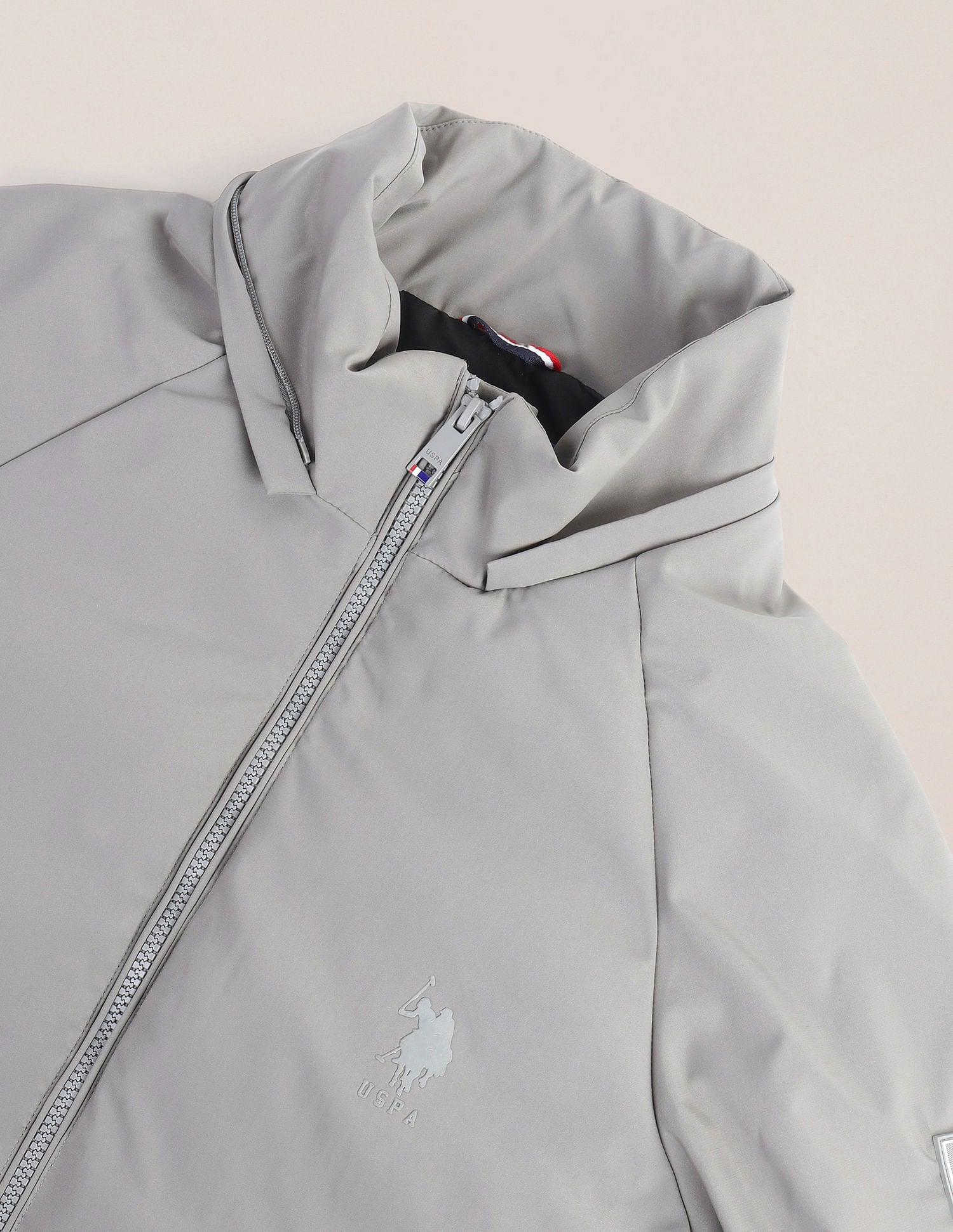 Solid Hooded Puffer Jacket Grey - U.S. Polo Assn. India | Large