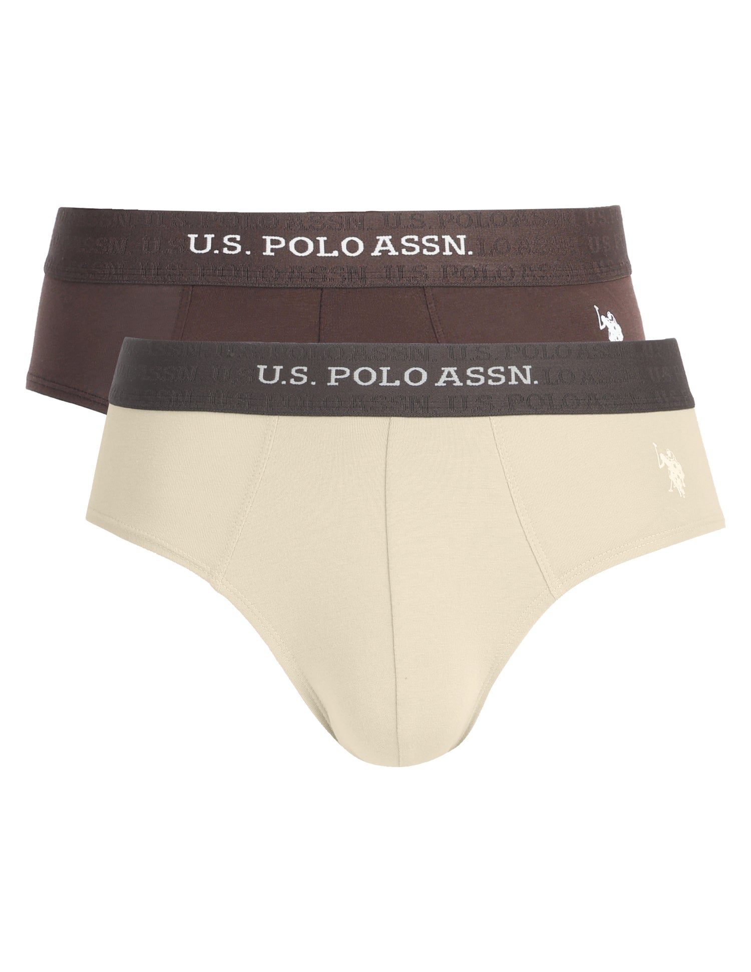 Antibacterial Dual Layered OEB21 Brief - Pack Of 2 Oatmeal/Mulch - U.S. Polo Assn. India | Large