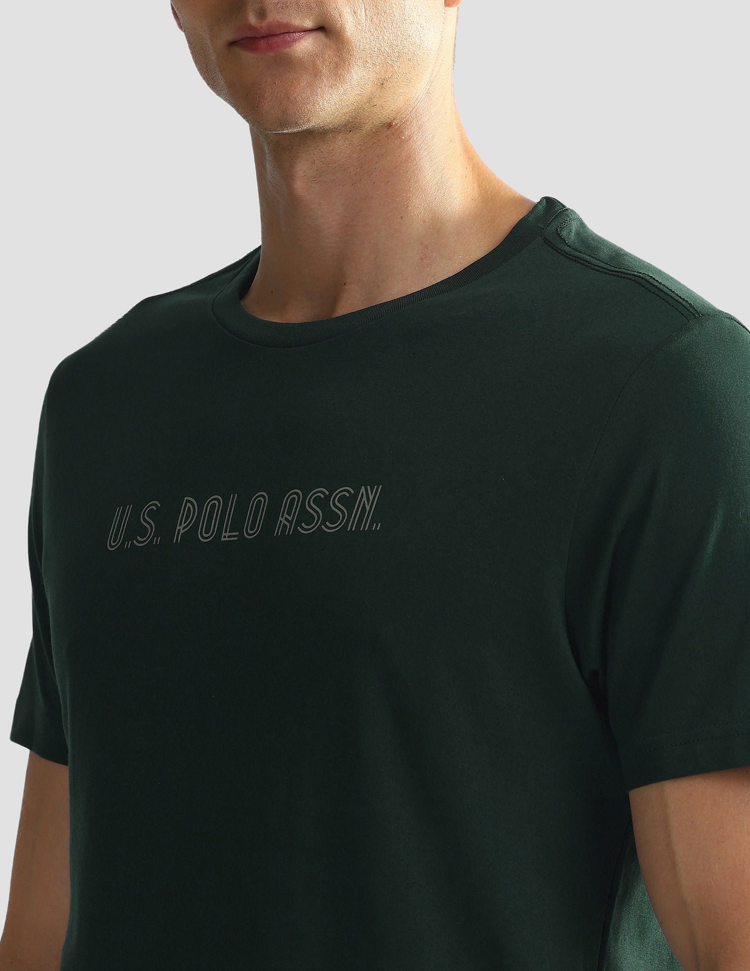 Brand Print Cotton OEE03 Lounge T-Shirt - Pack Of 2 Sky Blue and Dk Green - U.S. POLO ASSN. | Large