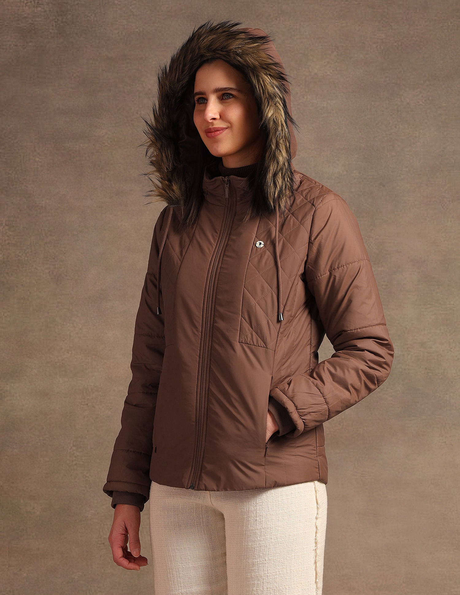 Hooded Solid Padded Jacket Brown - U.S. POLO ASSN. | Large