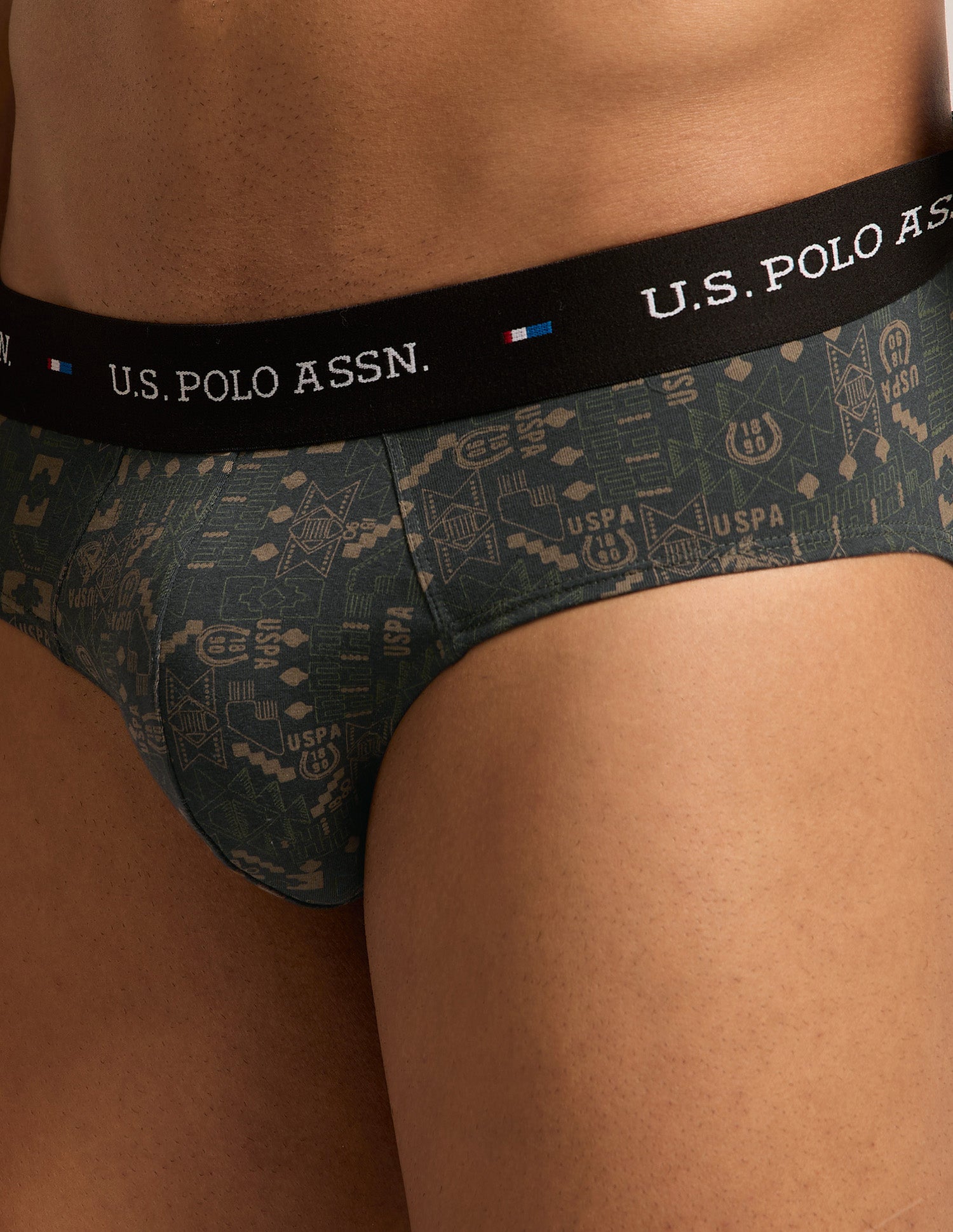 Breathable Cotton Stretch OEB25 Briefs - Pack of 3 Java|Bettle|Forest River - U.S. Polo Assn. India | Large