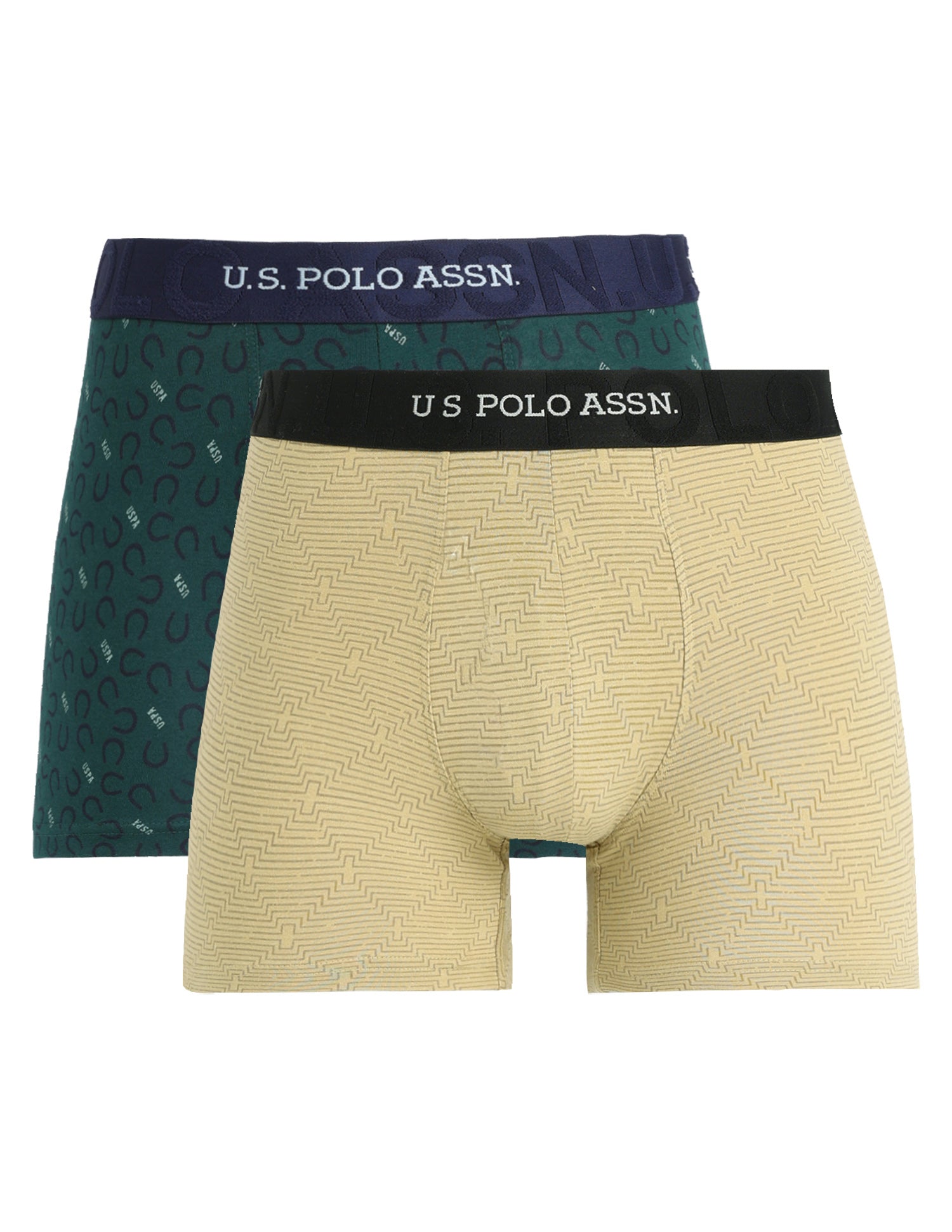 Printed Cotton Stretch Essential OET23 Trunk - Pack Of 2 Bistro Green/Pale Olive Green - U.S. Polo Assn. India | Large