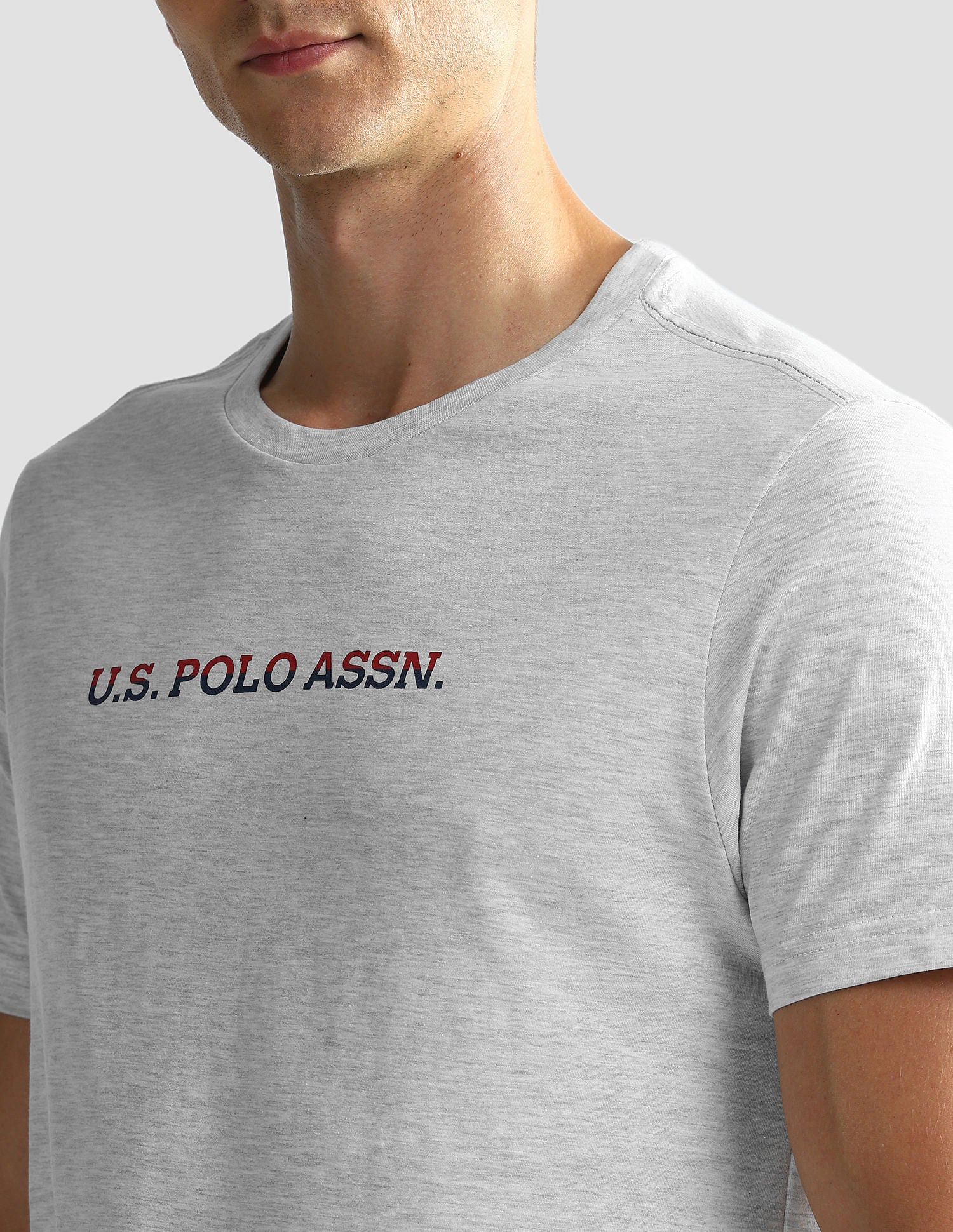 Brand Print Cotton OEE02 Lounge T-Shirt - Pack Of 2 Pastle Pink and Grey Mel - U.S. POLO ASSN. | Large