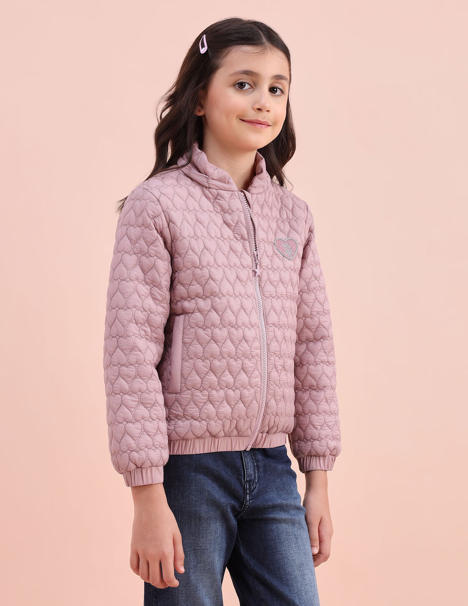 Heart Quilted Regular Fit Jacket Blush - U.S. POLO ASSN. | Large