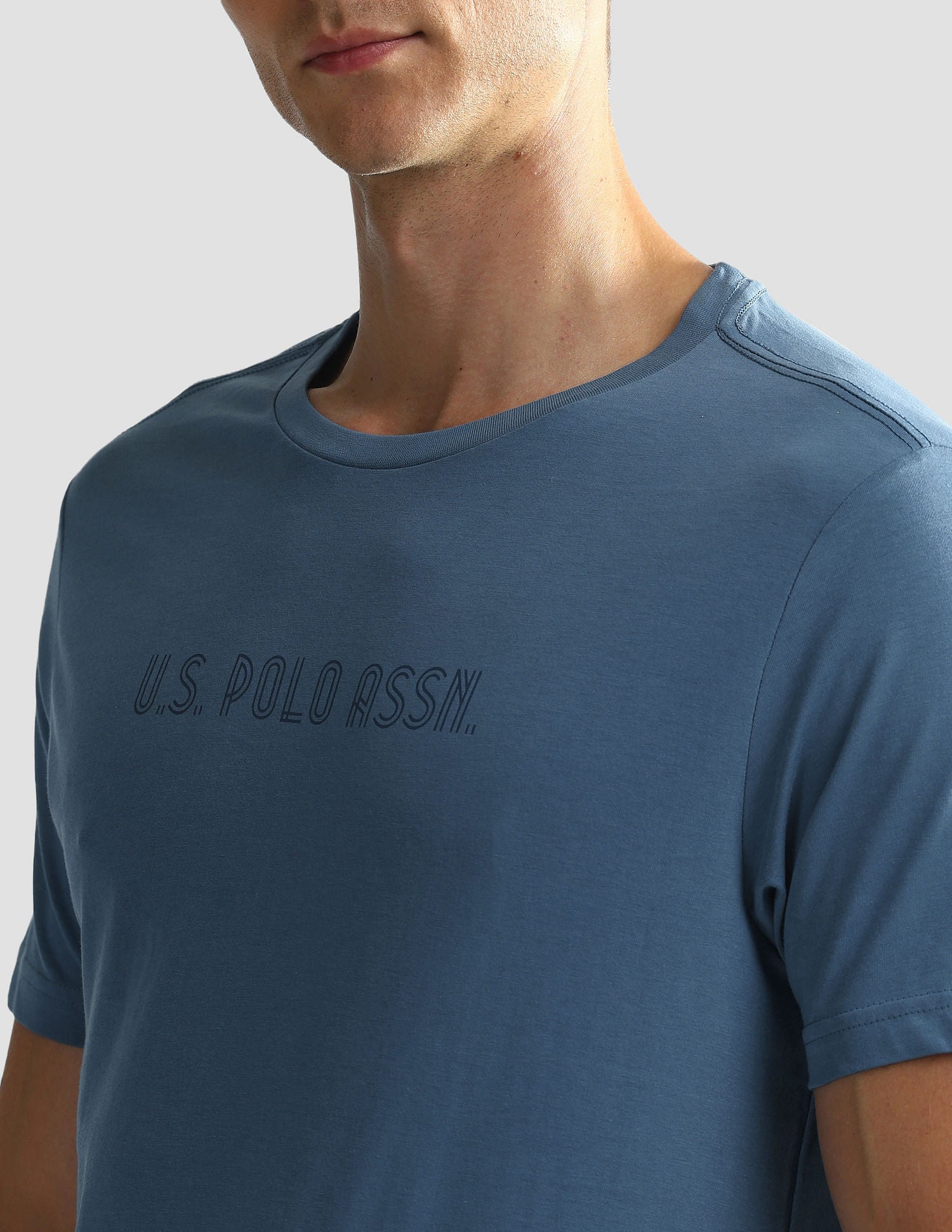 Brand Print Cotton OEE03 Lounge T-Shirt - Pack Of 2 Navy and Sky Blue - U.S. POLO ASSN. | Large