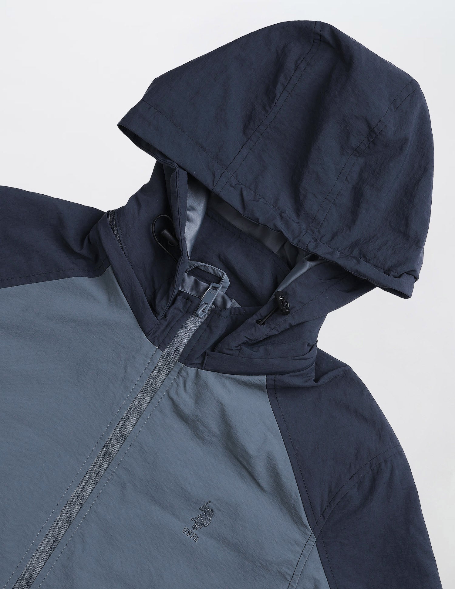 Colour Blocked Detachable Hood Jacket Grey - U.S. POLO ASSN. | Large