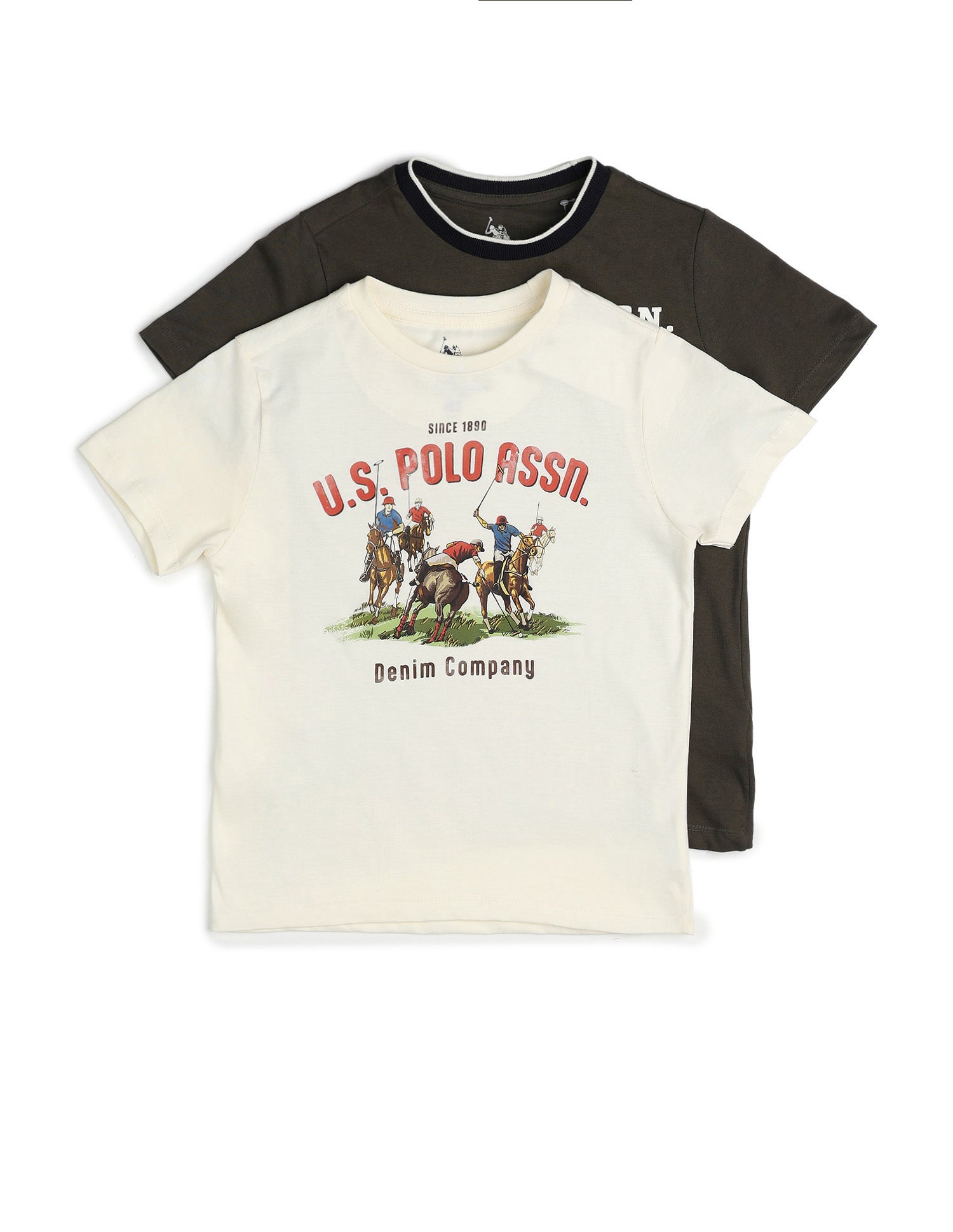 Boys Graphic Brand Printed T-Shirt - Pack Of 2 Black and Ivory - U.S. POLO ASSN. | Large