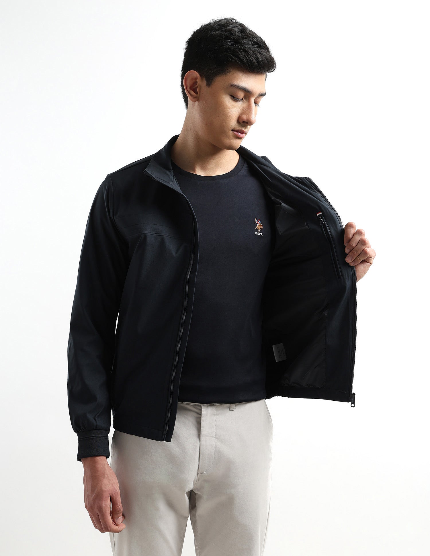 Solid Regular Fit Jacket Navy - U.S. POLO ASSN. | Large