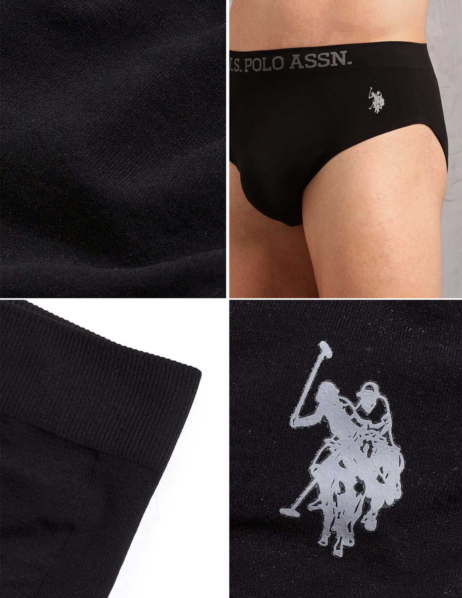 Ultra Stretch Breathable AB003 Briefs - Pack of 1 Black - U.S. Polo Assn. India | Large