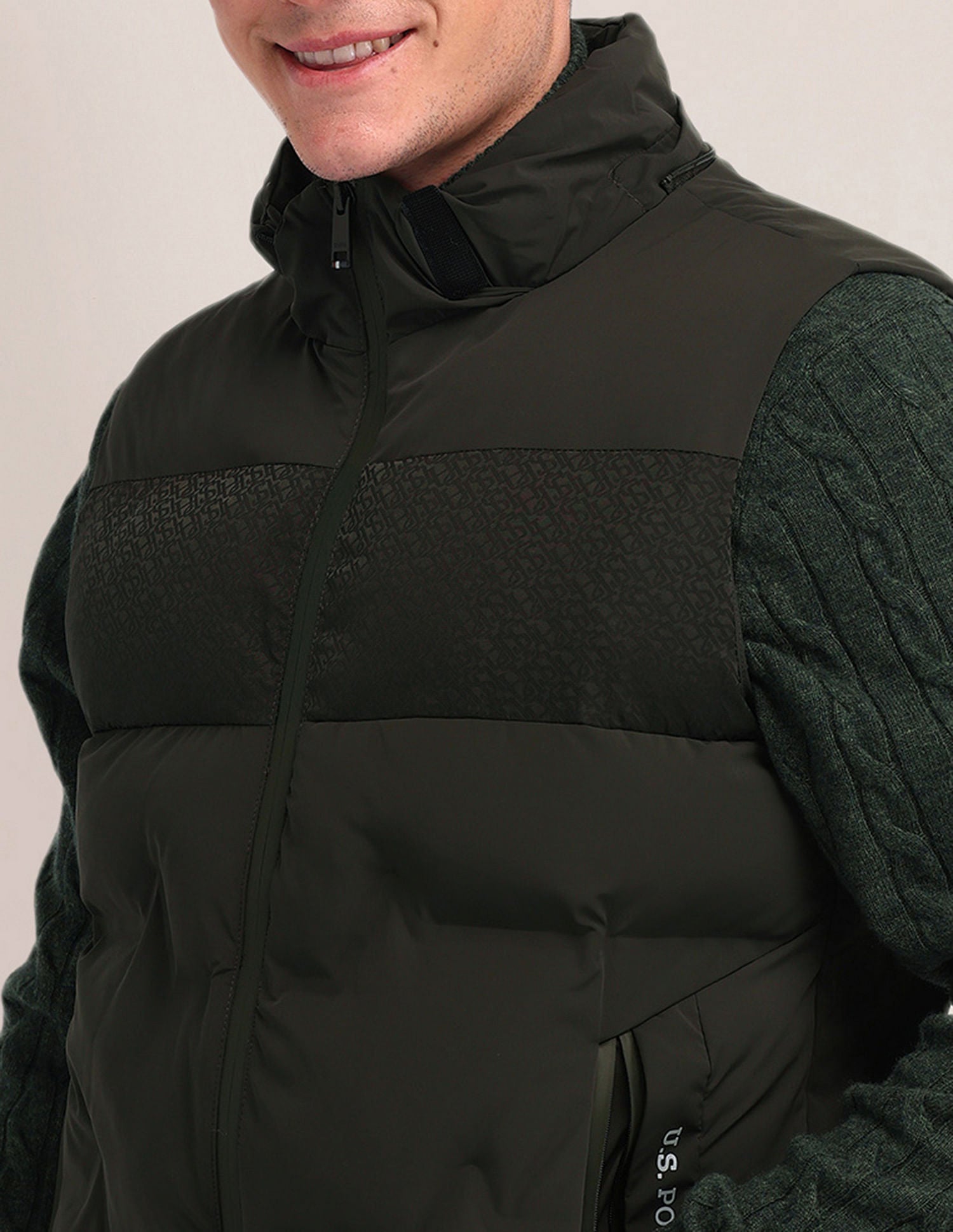 Detachable Hood Padded Jacket Olive - U.S. POLO ASSN. | Large