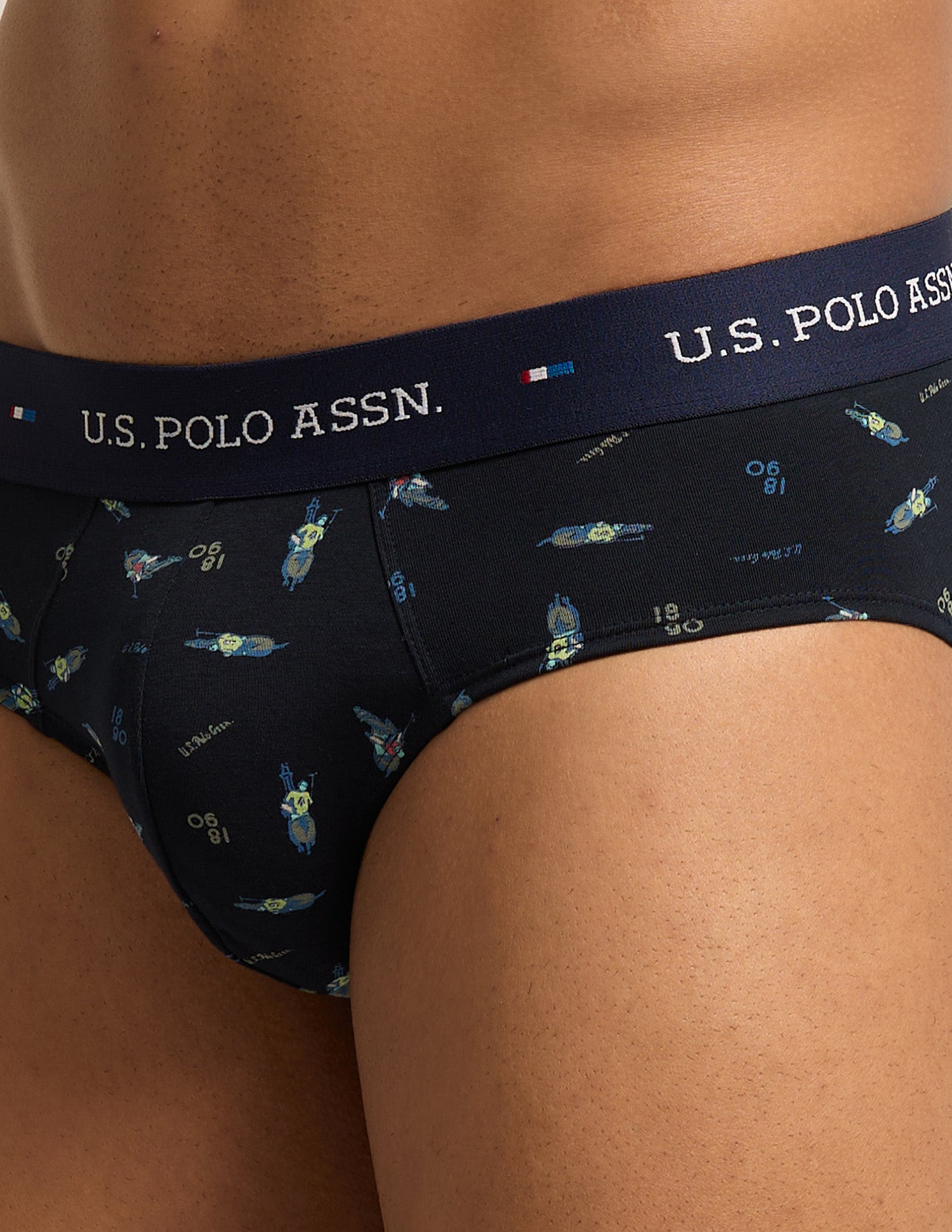 Breathable Cotton Stretch OEB25 Briefs - Pack of 3 Navy - U.S. Polo Assn. India | Large