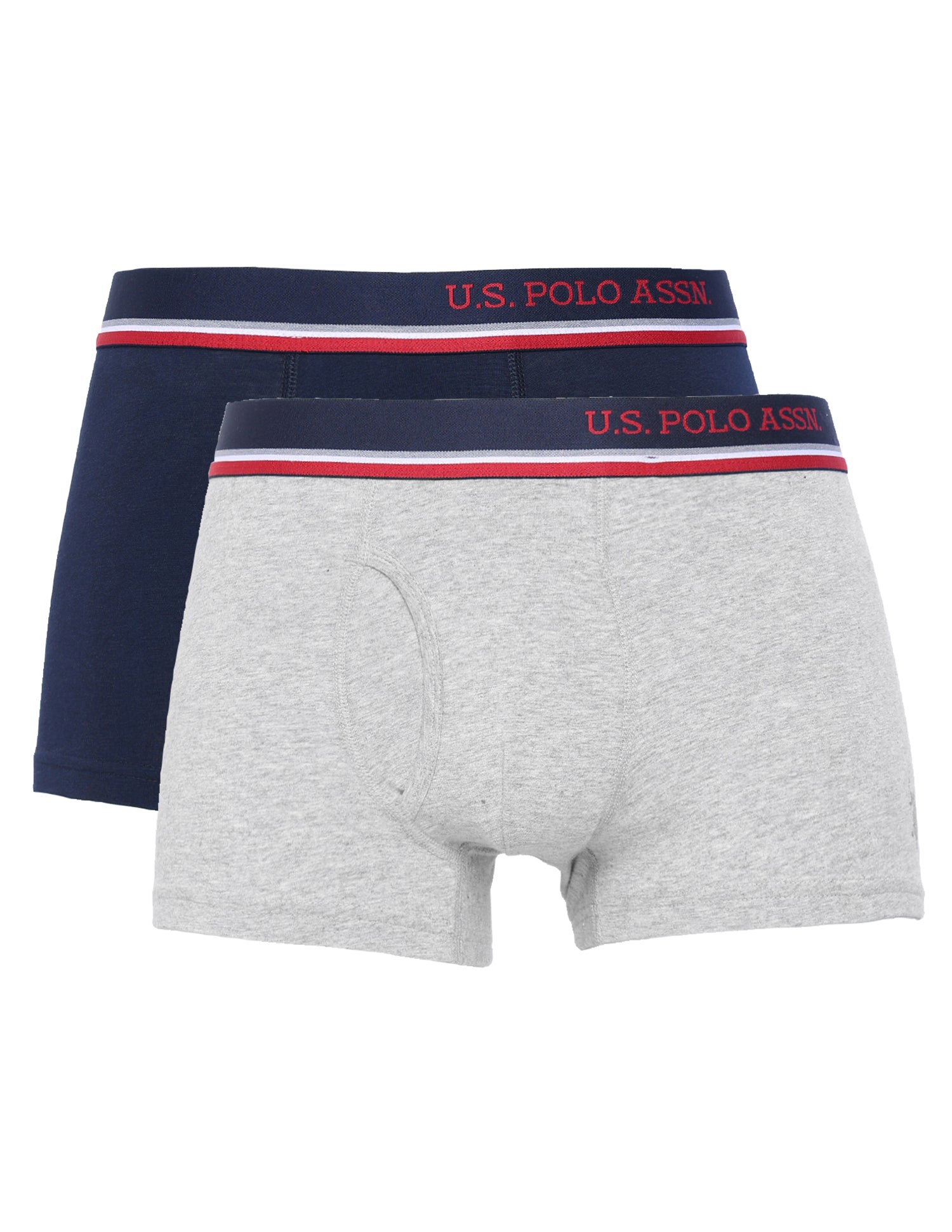 Men's Cotton Trunk - Pack Of 2 Navy, Grey Melange - U.S. Polo Assn. India | Large