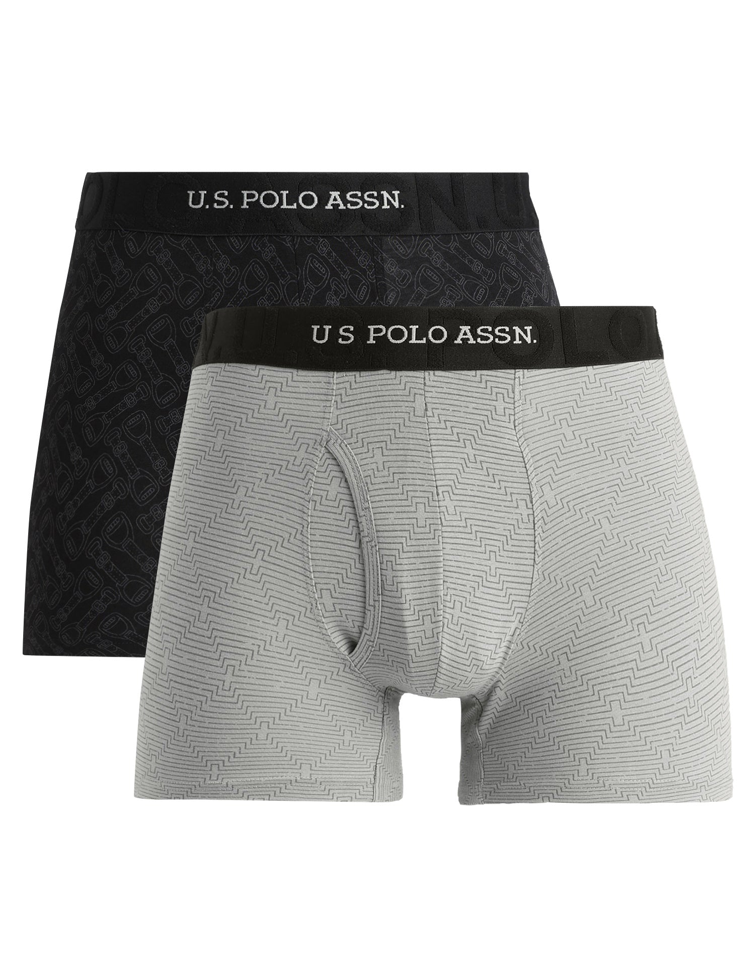 Printed Cotton Stretch Essential OET22 Long Trunk - Pack Of 2 Back/ Flint Grey - U.S. Polo Assn. India | Large