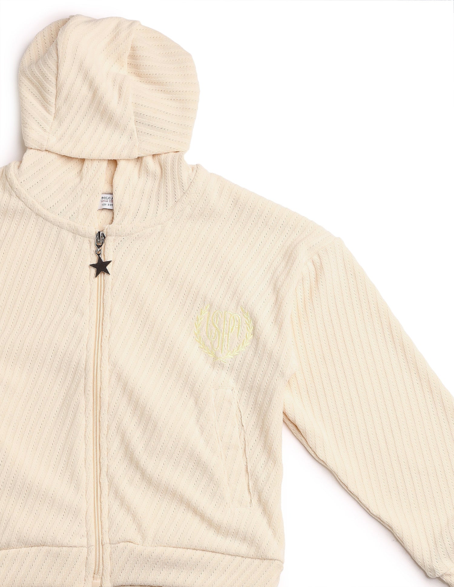 Girls Zipper Hooded Sweatshirt Off White - U.S. POLO ASSN. | Large