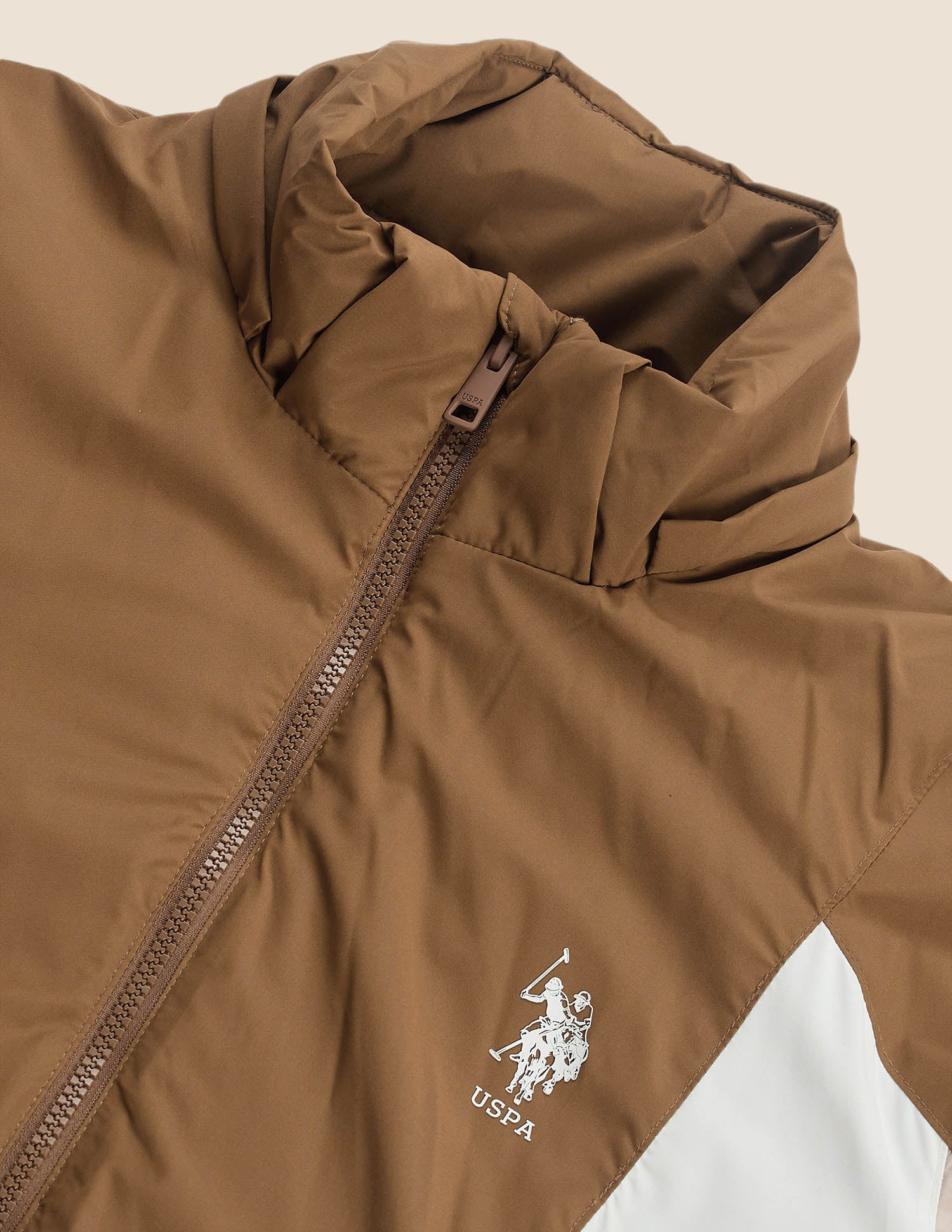 High Neck Regular Fit Jacket Brown - U.S. Polo Assn. India | Large