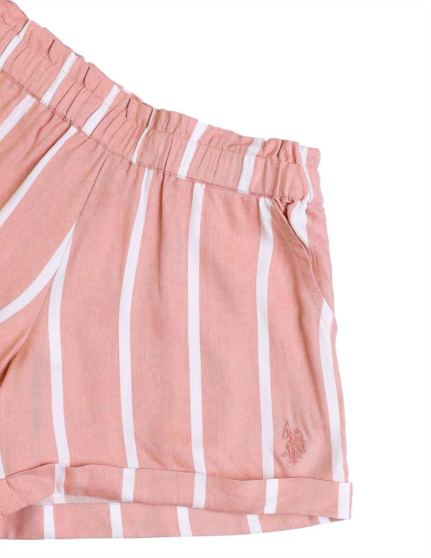 Girls Vertical Striped Co-Ords Pink - U.S. POLO ASSN. | Large