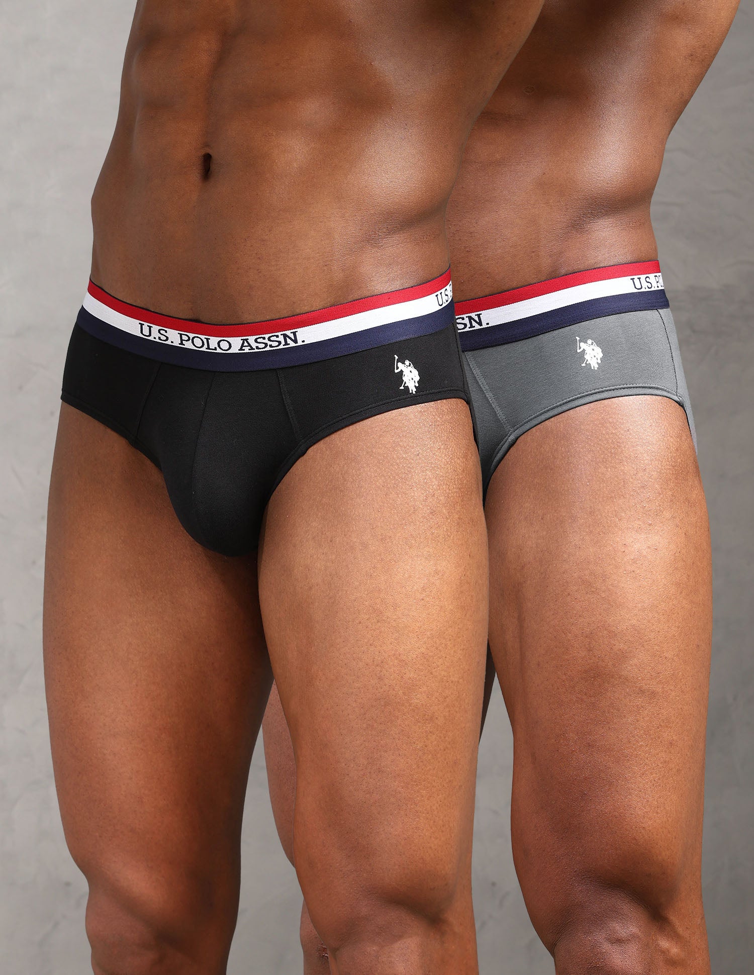 Striped Waistband EB002 Briefs - Pack Of 2 Iron Gate and Black - U.S. POLO ASSN. | Large