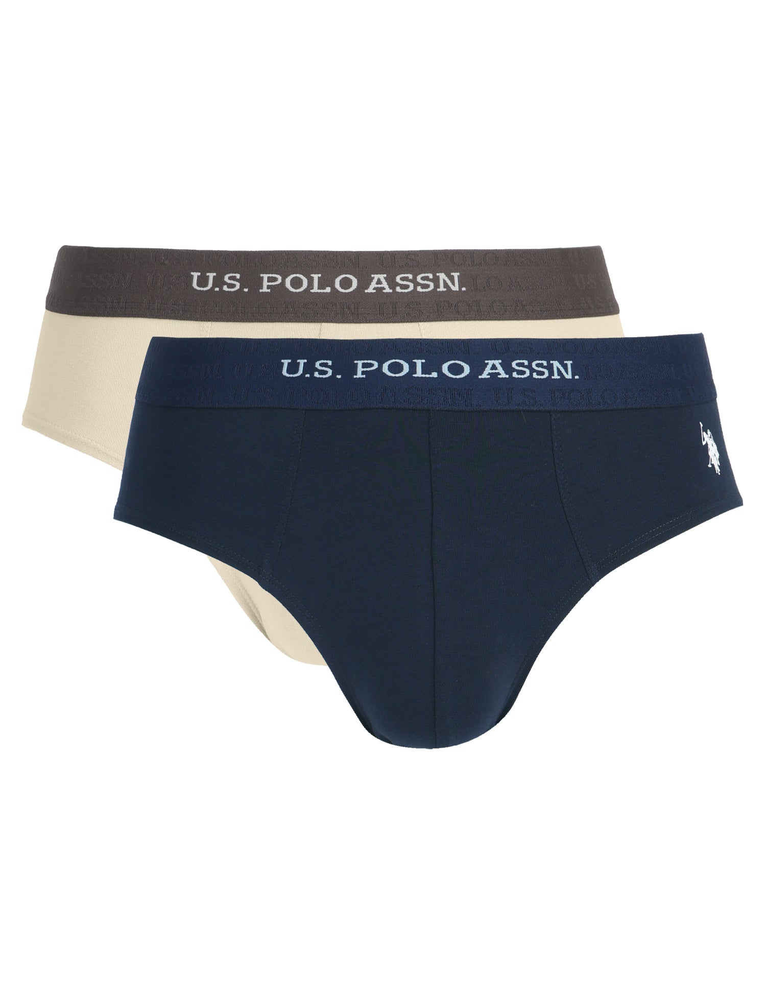 Antibacterial Dual Layered OEB21 Brief - Pack Of 2 Oatmeal /Navy - U.S. Polo Assn. India | Large