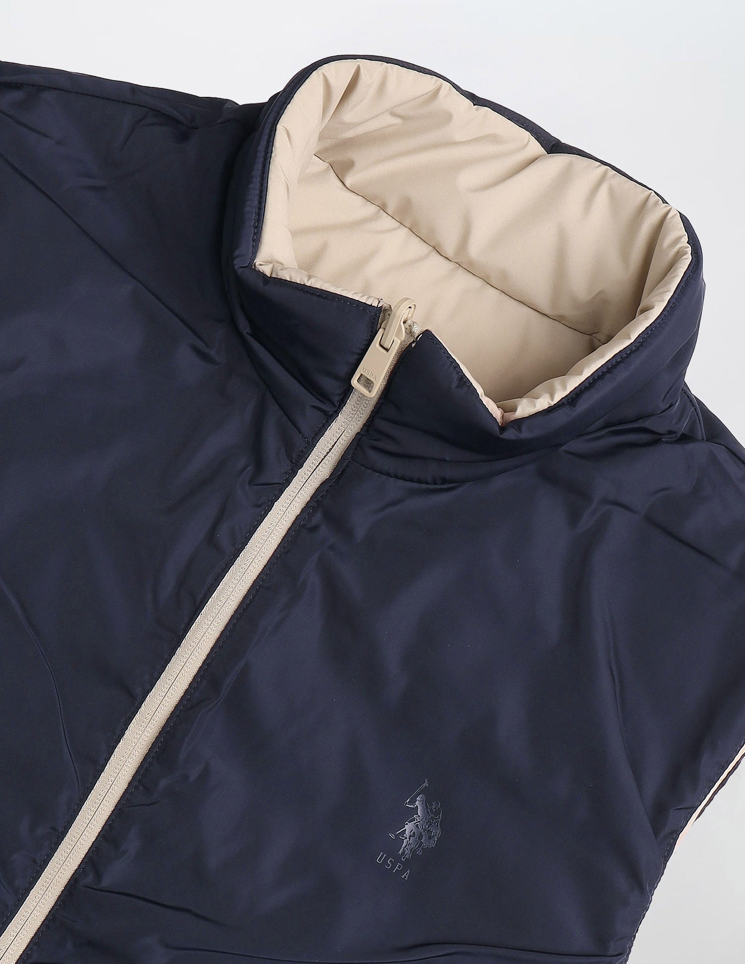 Solid Regular Fit Reversible Jacket Beige - U.S. POLO ASSN. | Large